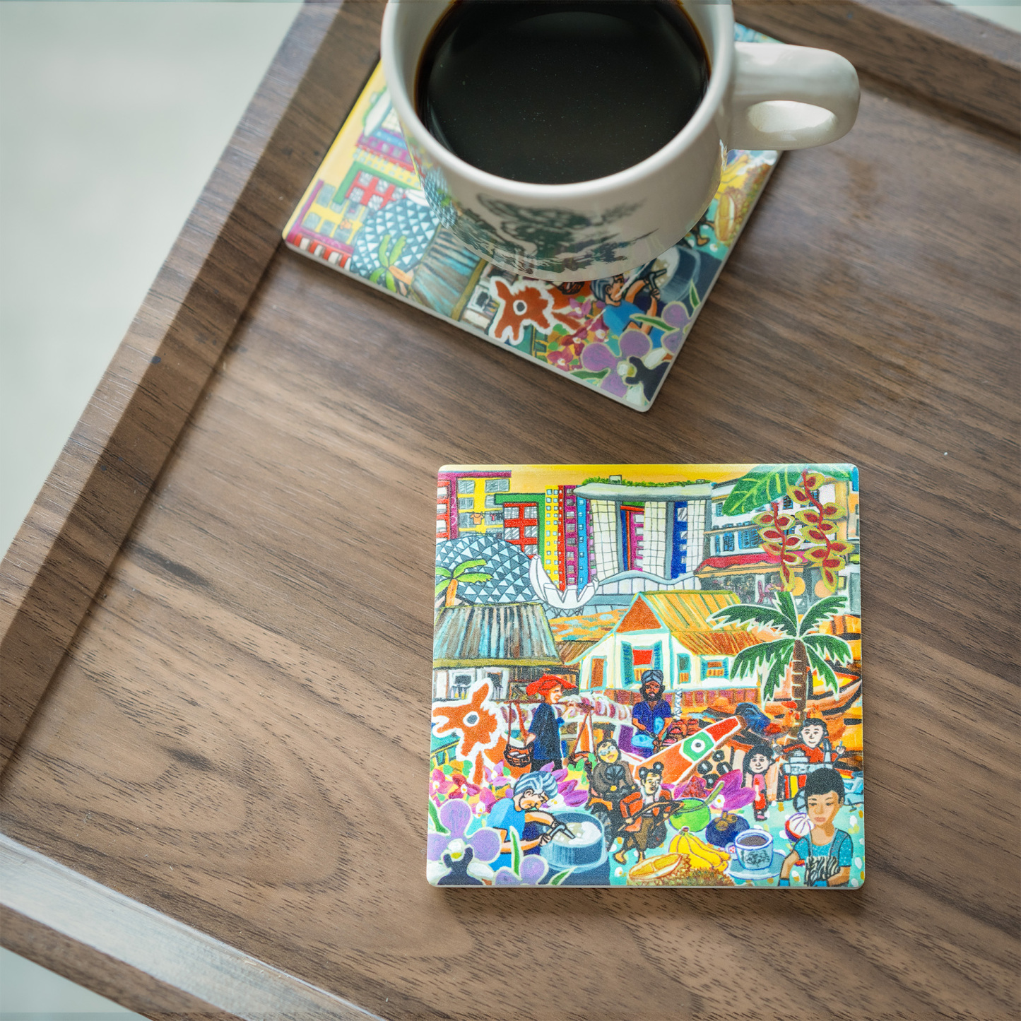 THREADS OF SINGAPORE COLLECTION -   CERAMIC COASTER (SET OF TWO)