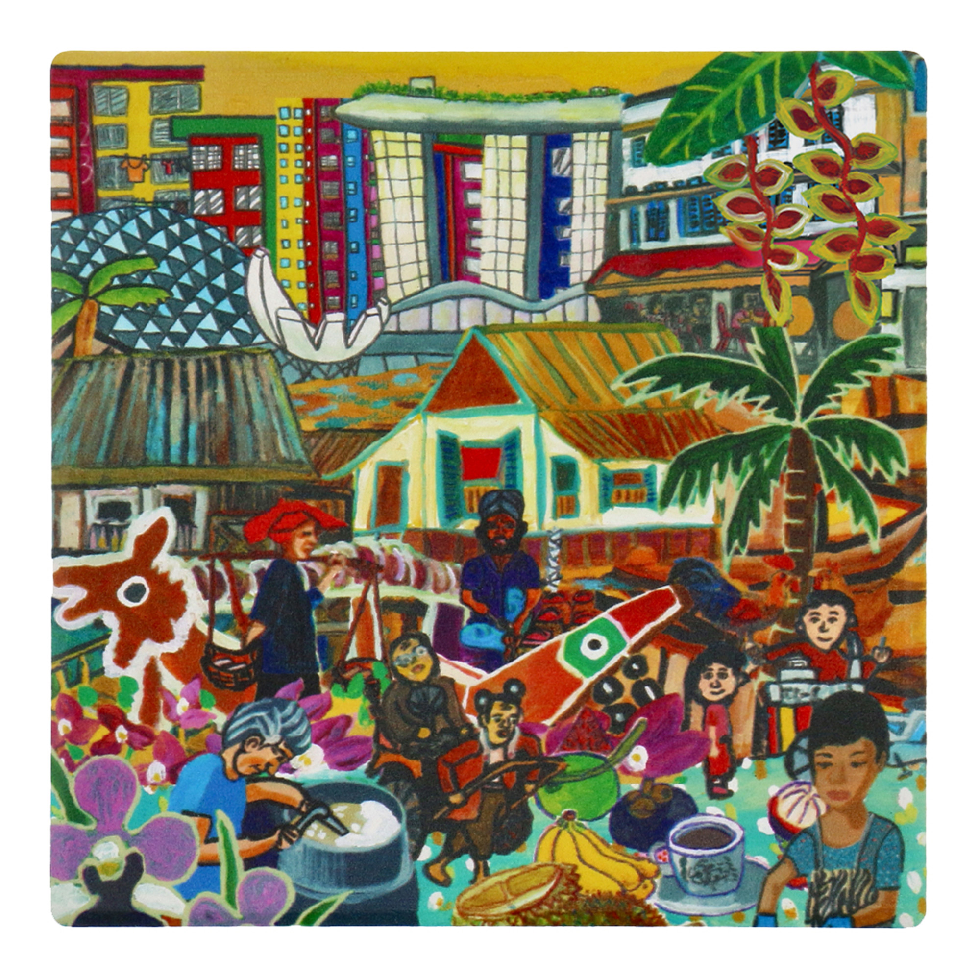 THREADS OF SINGAPORE COLLECTION -   CERAMIC COASTER (SET OF TWO)