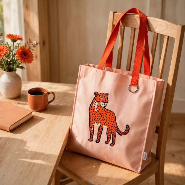 (JOURNEY LUXE) WILD WITHIN COLLECTION - CHEETAH EMBROIDERY TOTE BAG