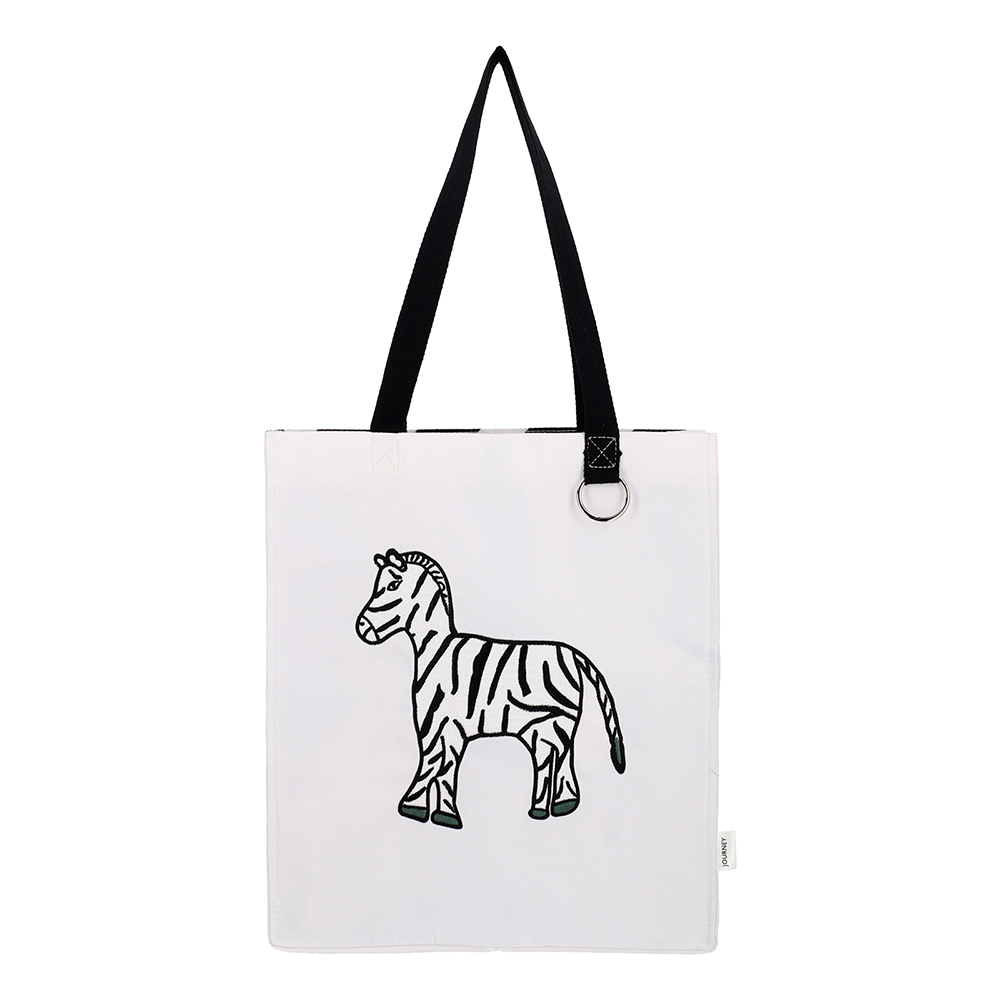 (JOURNEY LUXE) WILD WITHIN COLLECTION - ZEBRA EMBROIDERY TOTE BAG