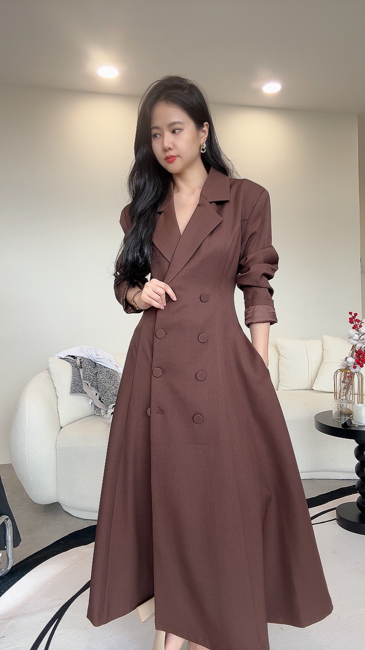 修身双排纽长风衣