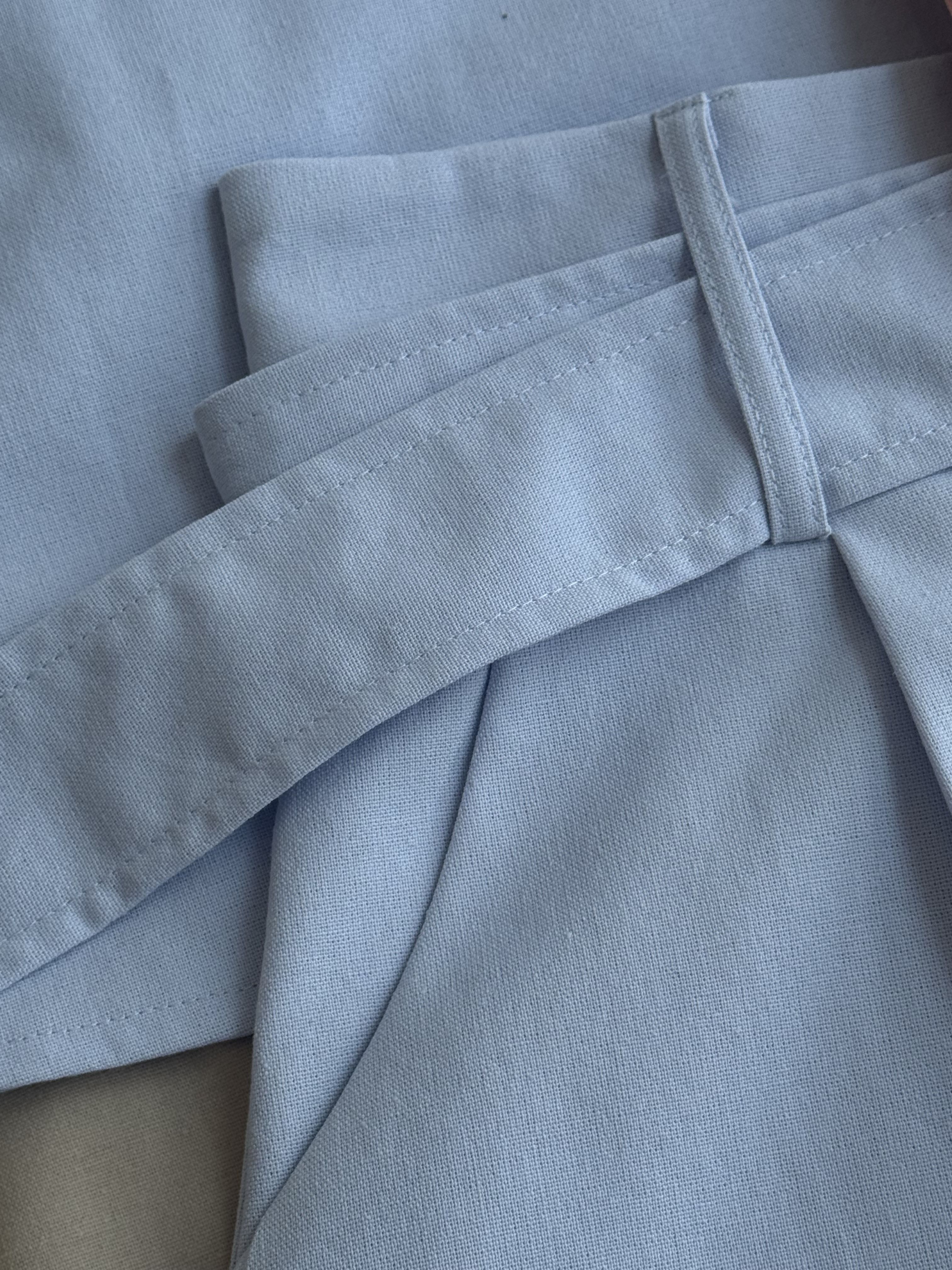 亚麻无袖方领宽衣短裤套装