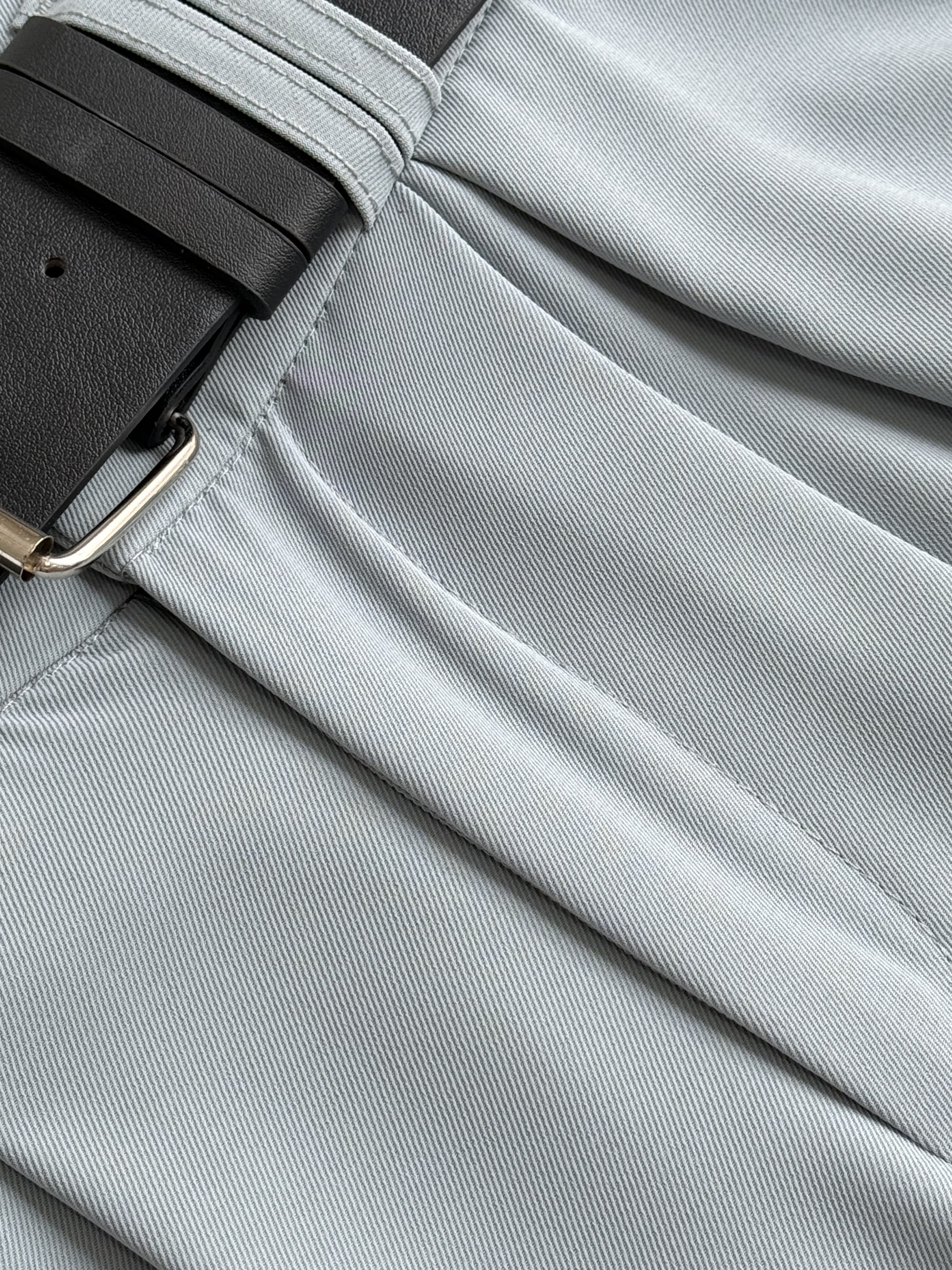 滑面高开褶阔腿裤-附送腰带