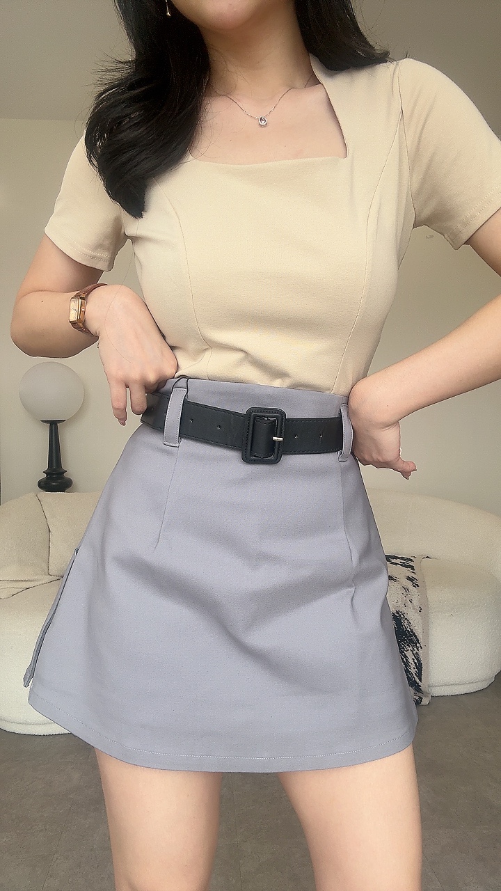 侧边拉链短裙（腰带）