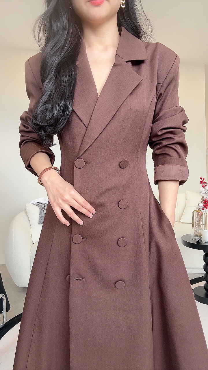 修身双排纽长风衣