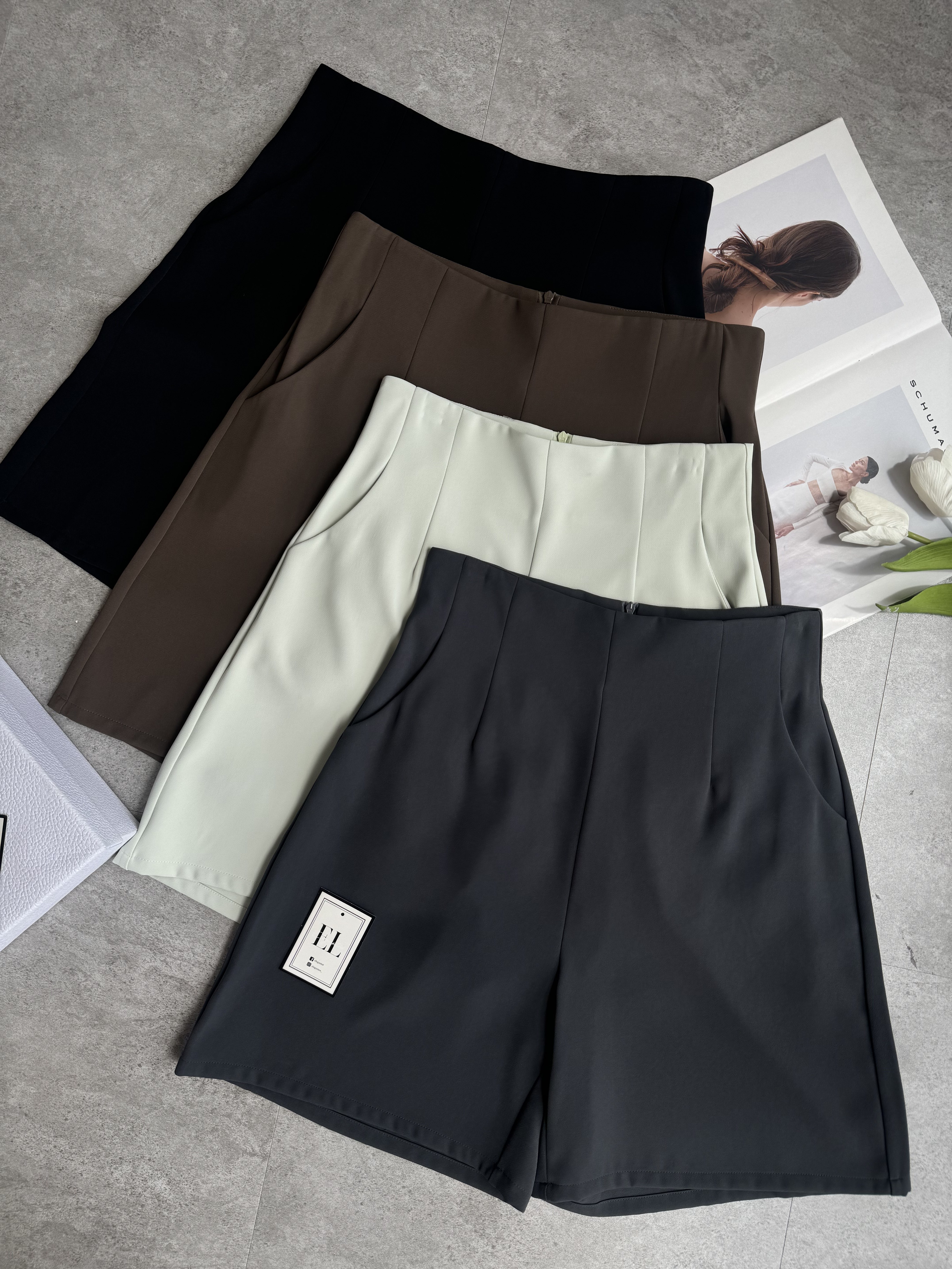 滑面收腰线4分裤