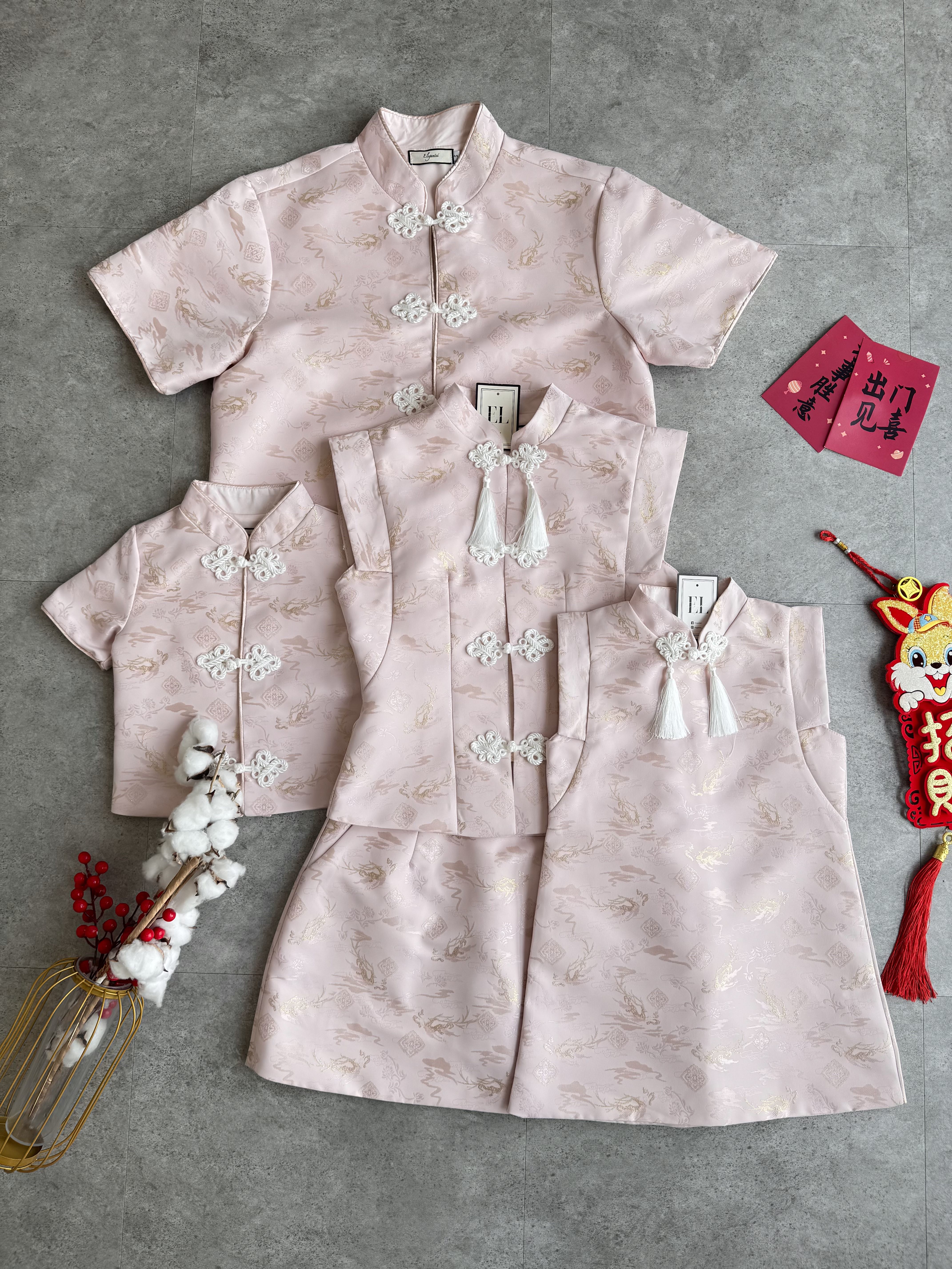 (BO-DEC)《亲子-女》仙境火云刺绣旗袍套装