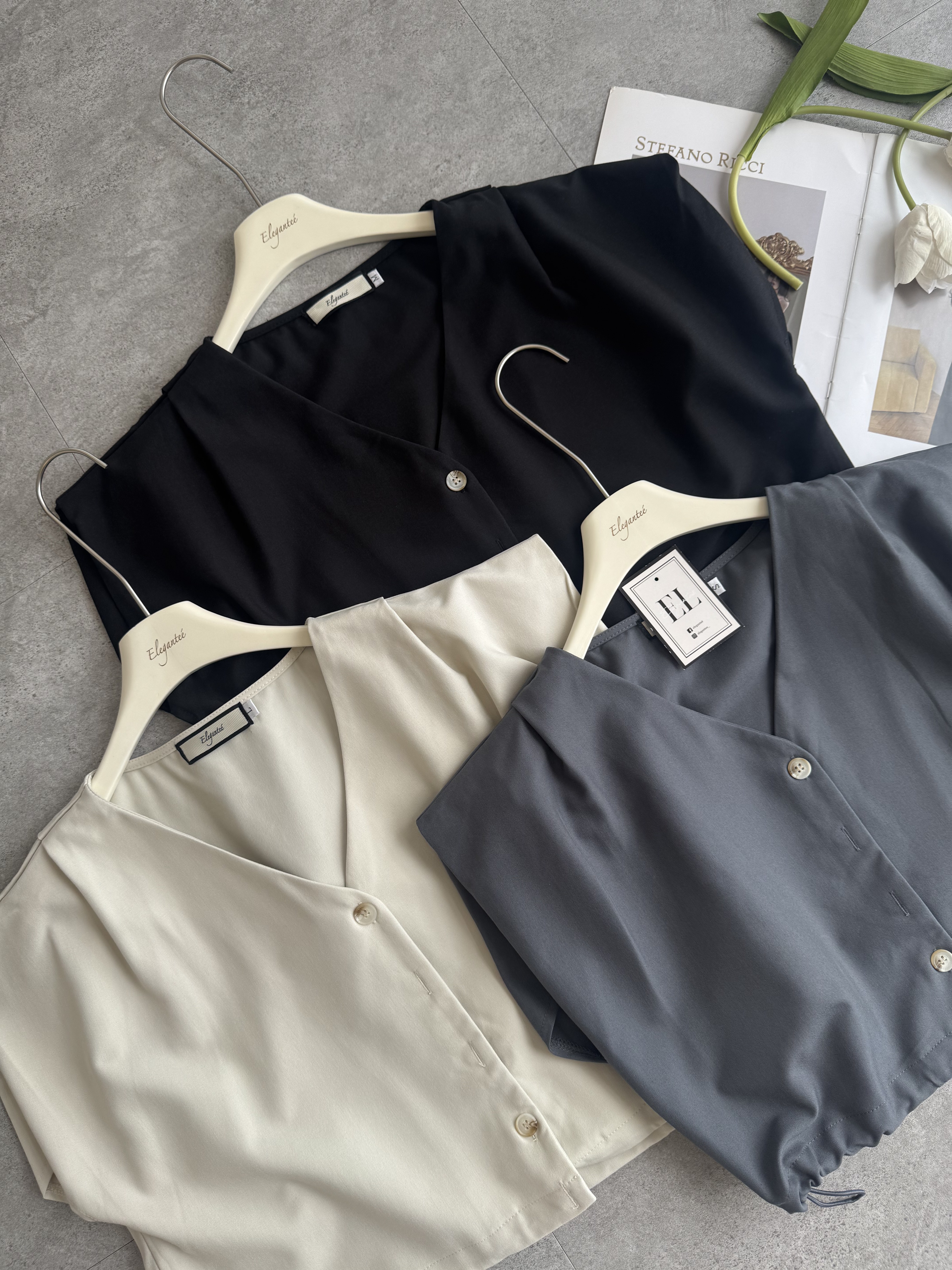 Muji风落肩袖可缩腰Top