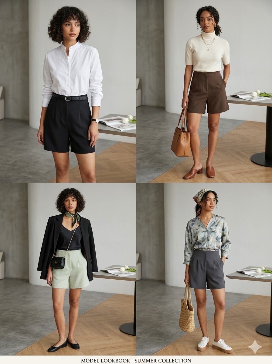 滑面收腰线4分裤