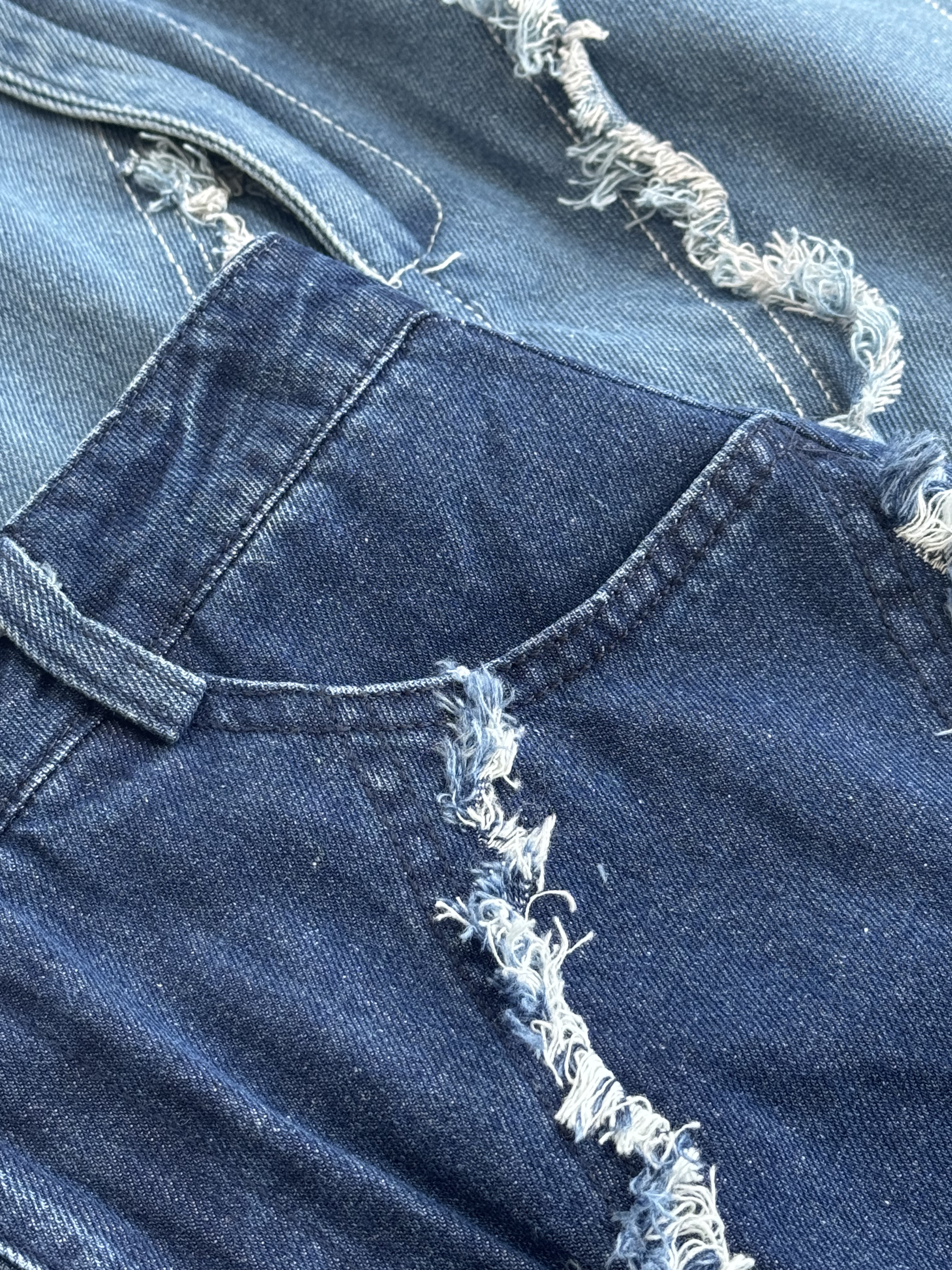 斜边碎毛设计牛仔长裙