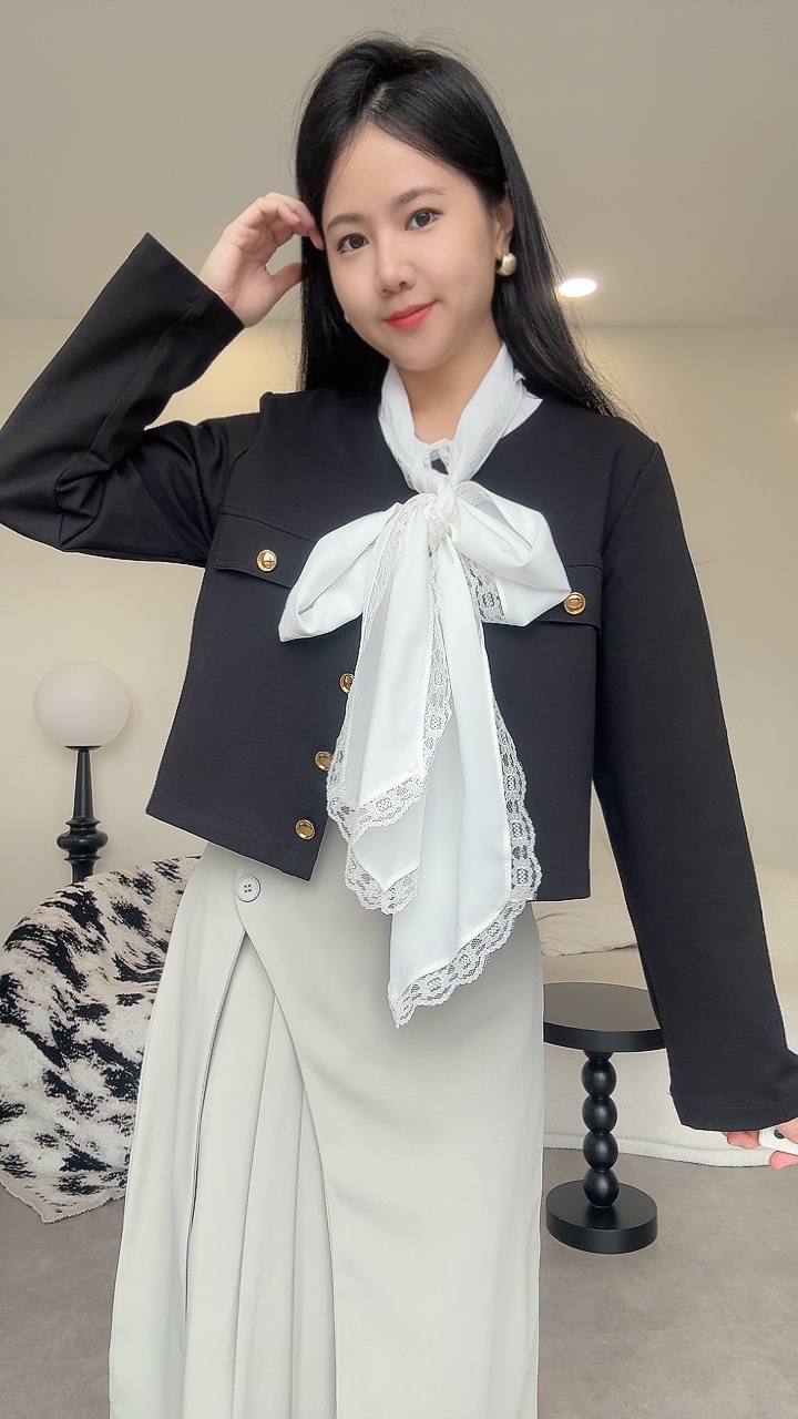 蕾丝边大蝴蝶结衬衫
