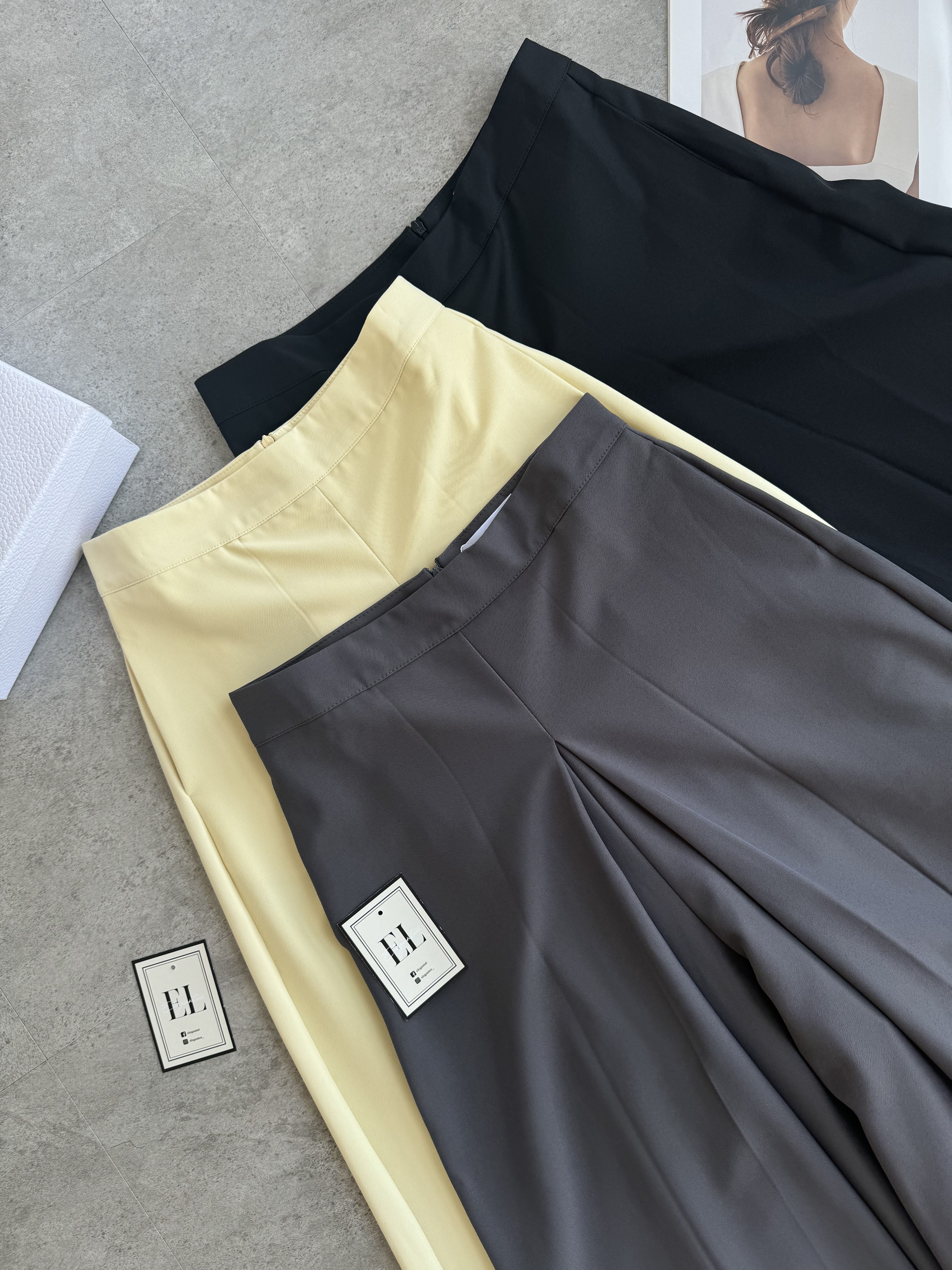 中间高开叉设计阔腿裤