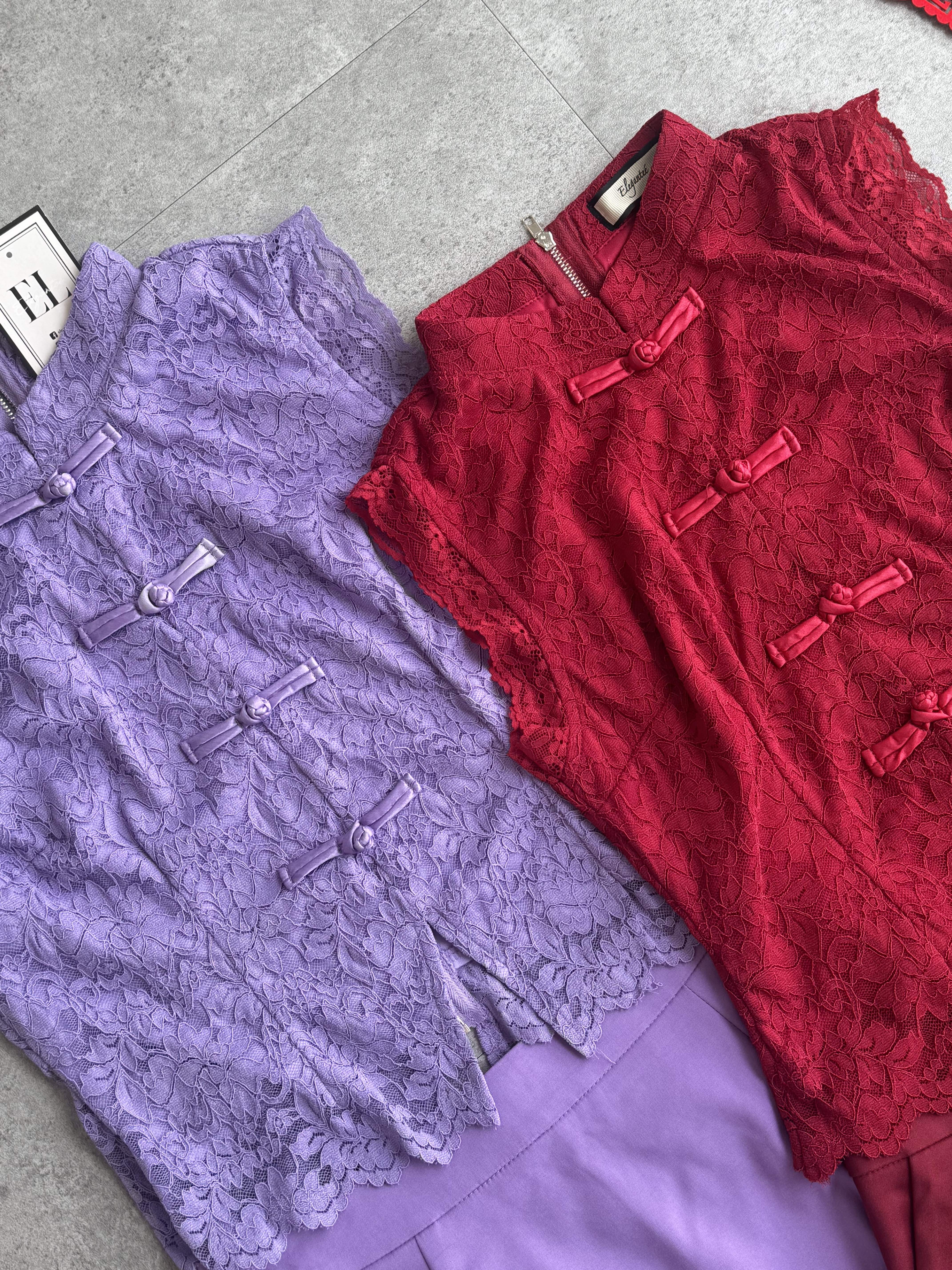 《新年》蕾丝旗袍短裙套装