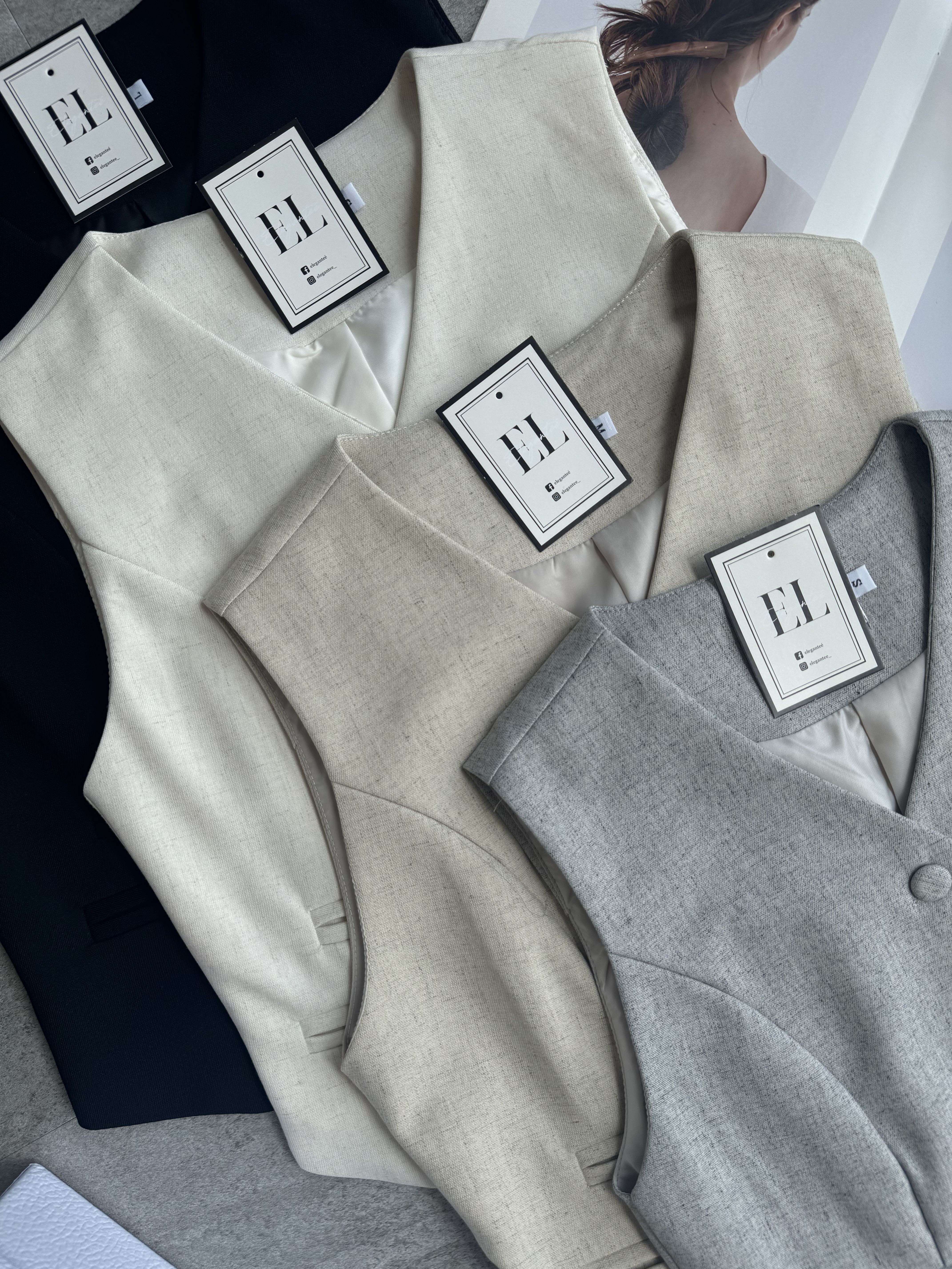 超美高级麻纹路歪扭设计马甲