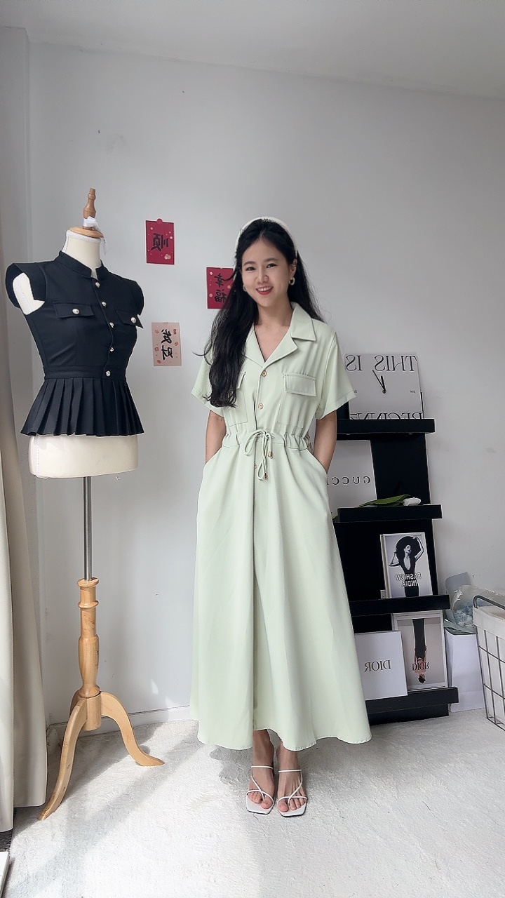 工装收腰连身裙