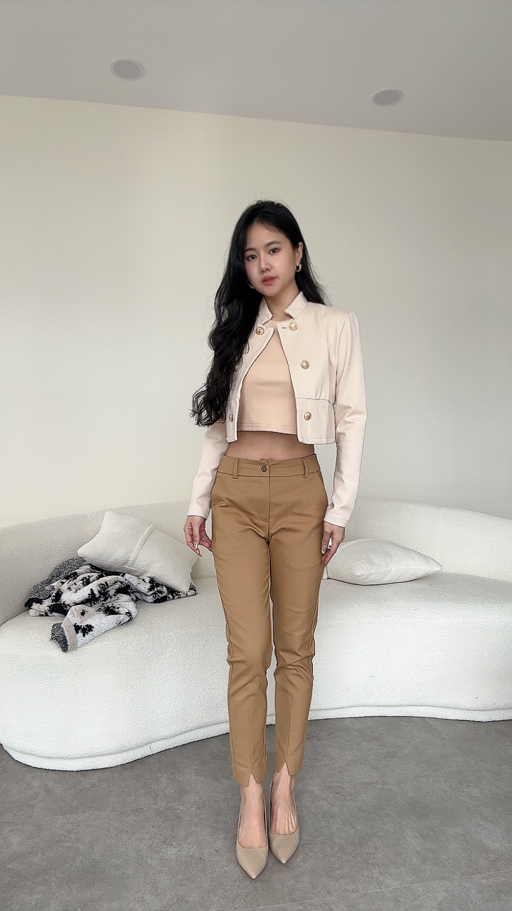 Skinny中腰西装长裤