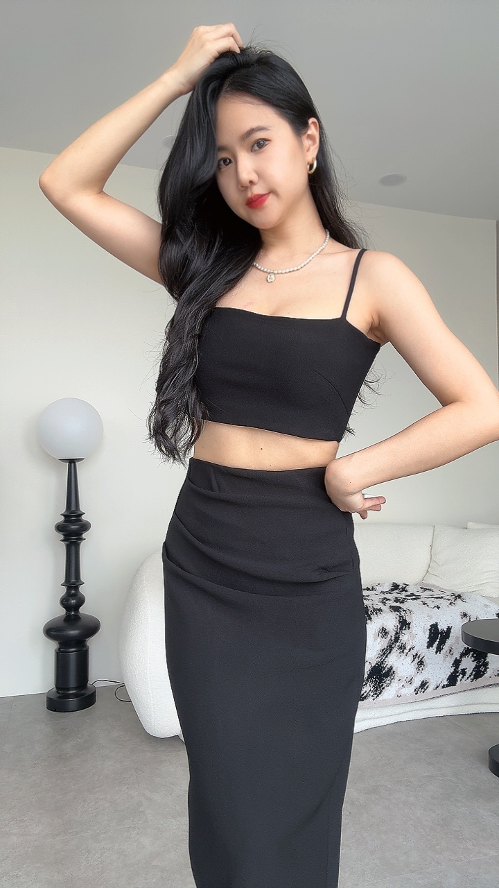 吊带抹胸+长裙套装