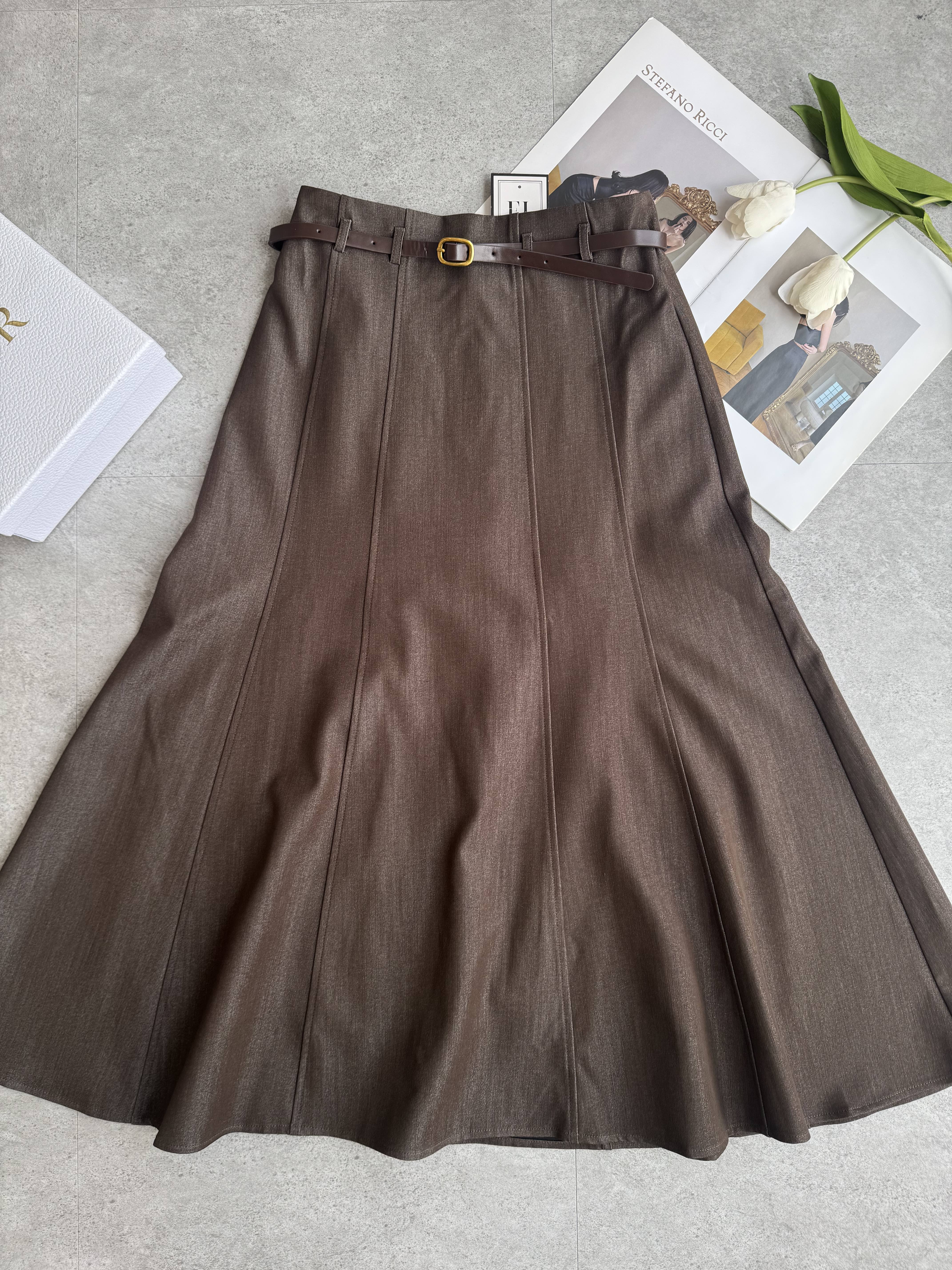 韩版高级牛仔鱼尾长裙-腰带