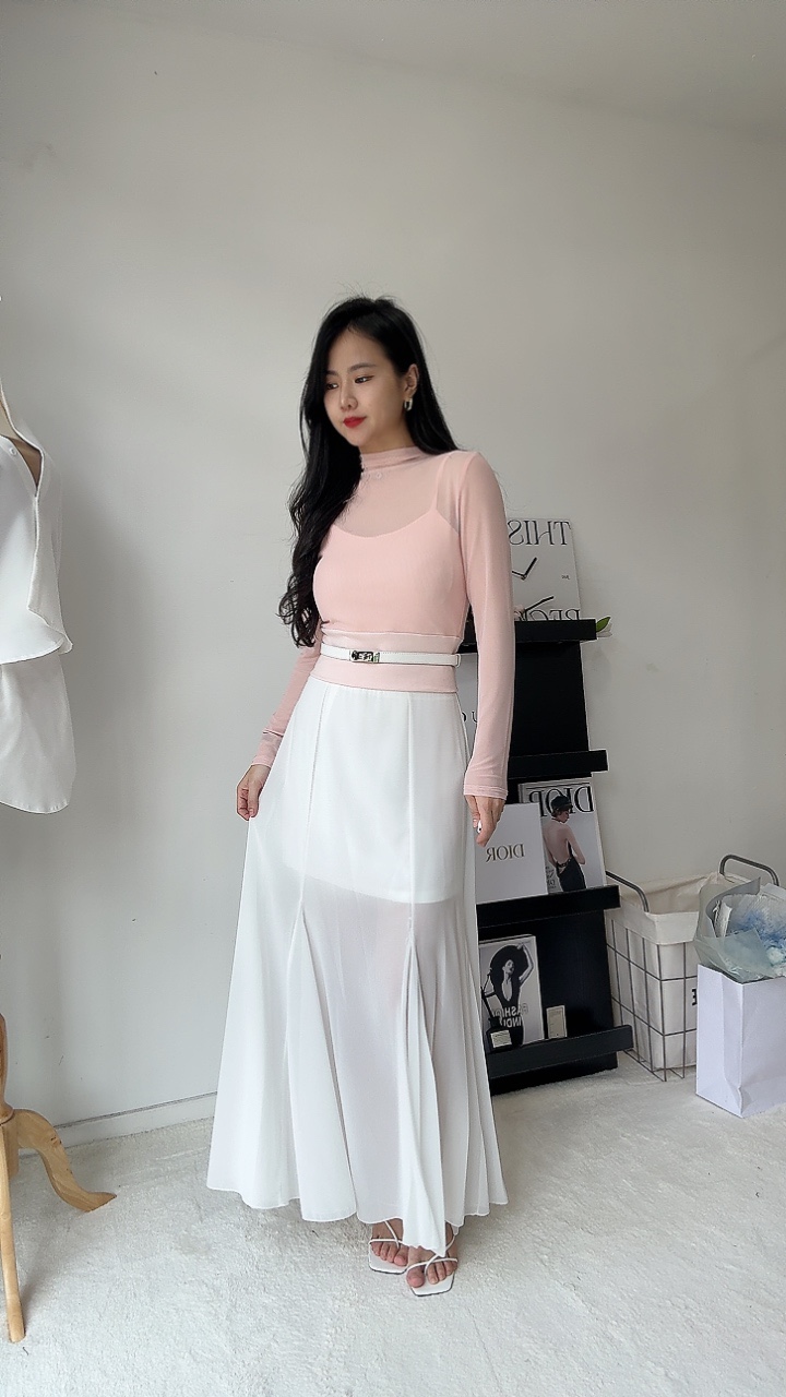 半透式雪纺长裙