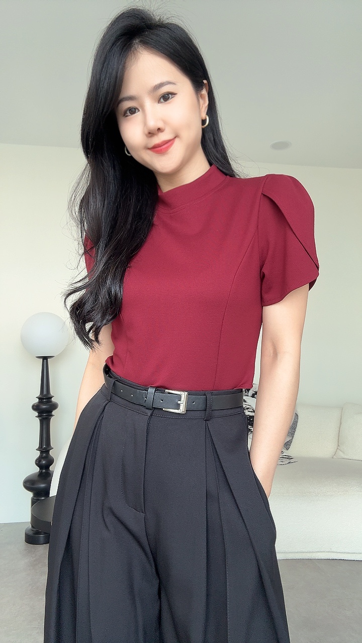 罗马高领宫廷袖短上衣