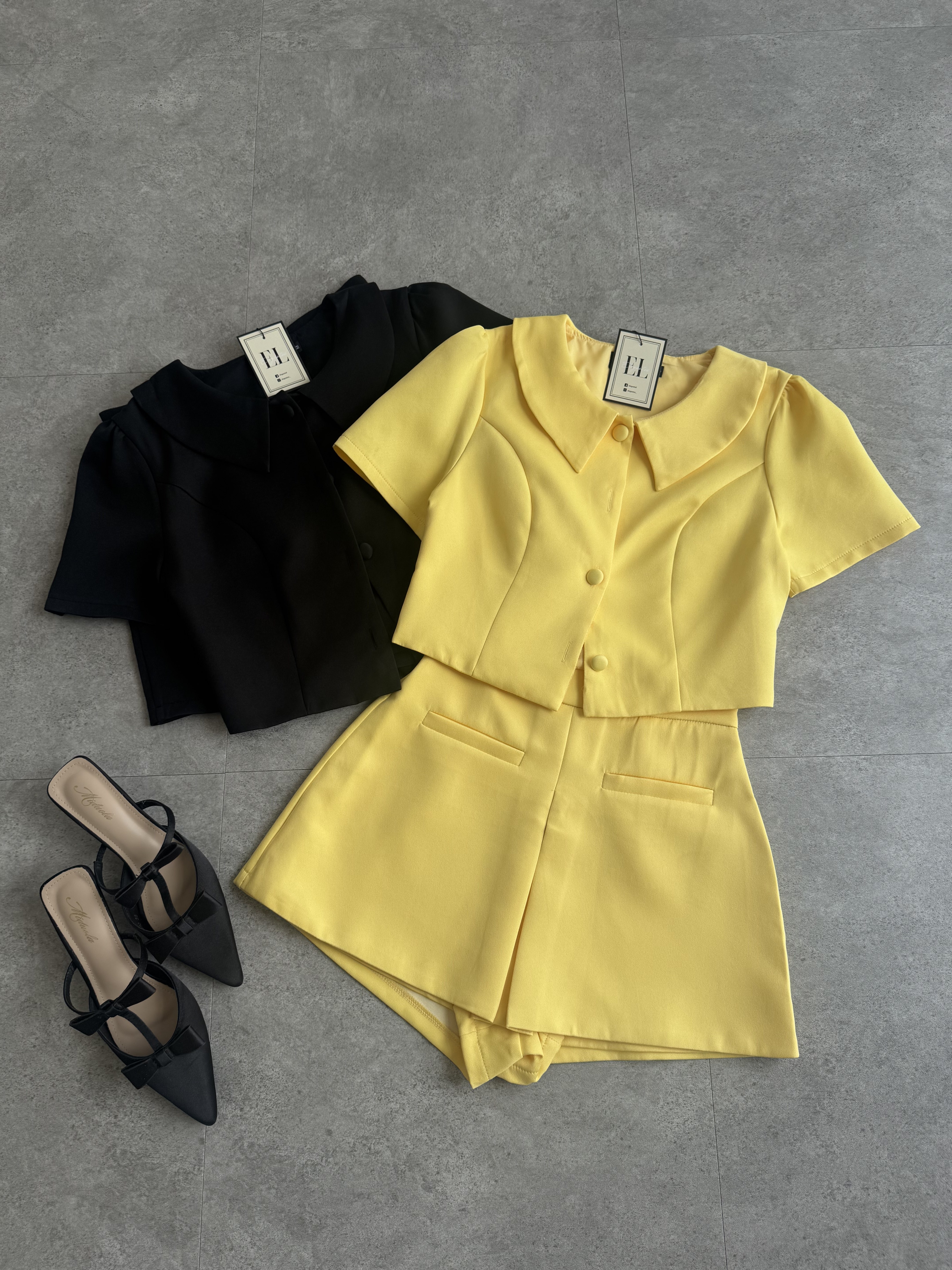 复古甜美圆翻领学院风裤裙套装