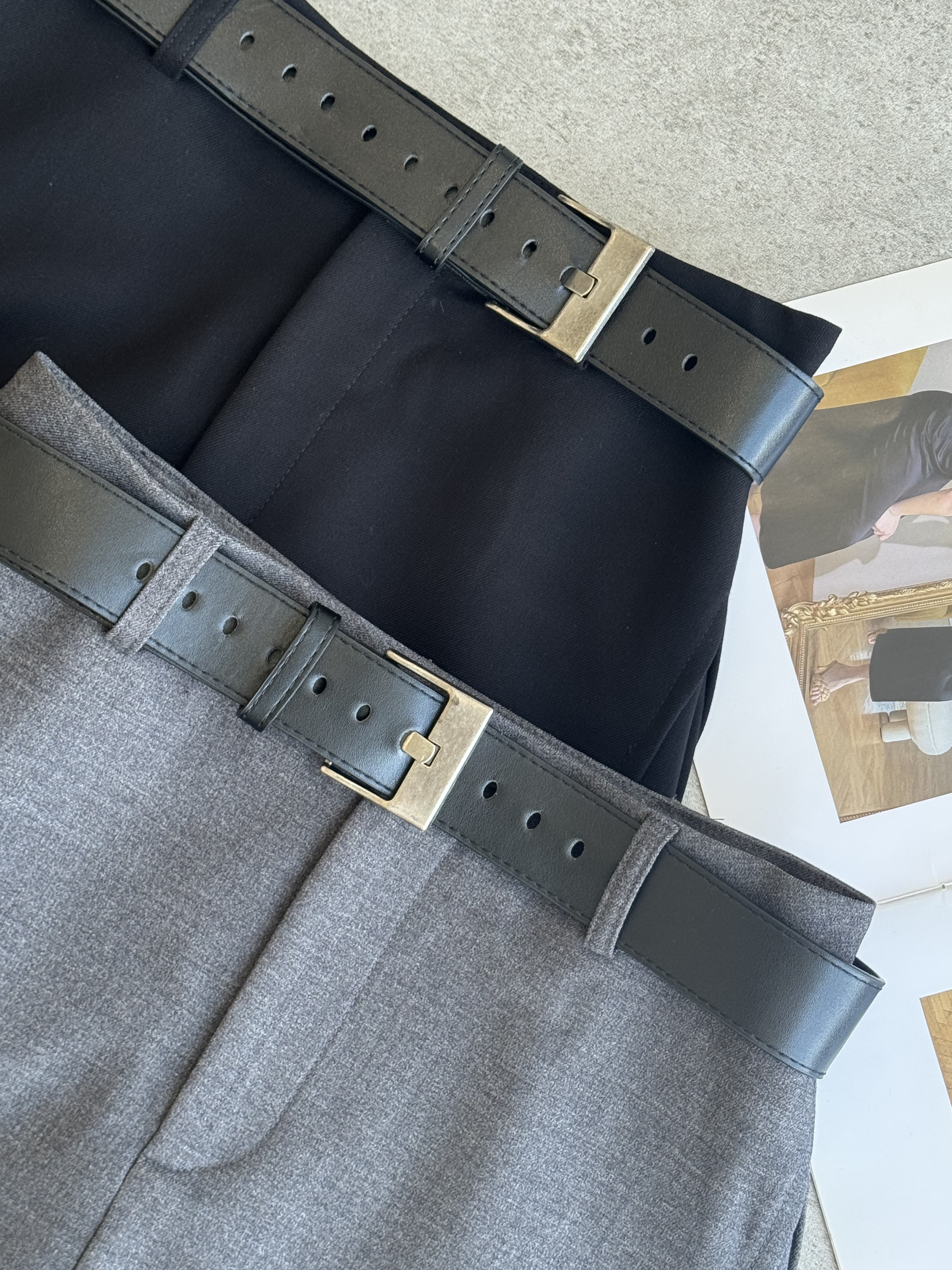 两侧开边设计厚西装高质感短裙