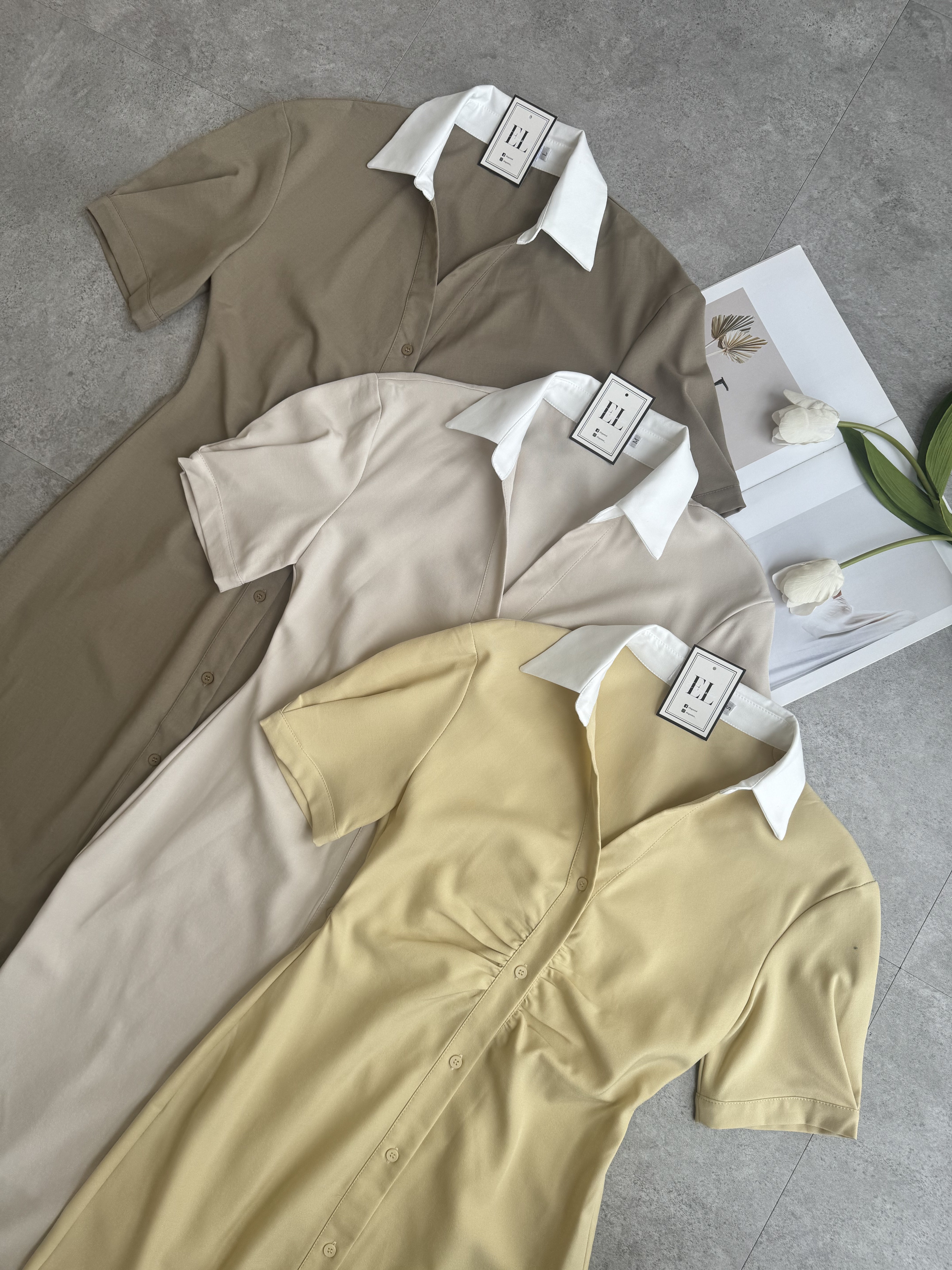 复古气质腰褶皱拼色Dress