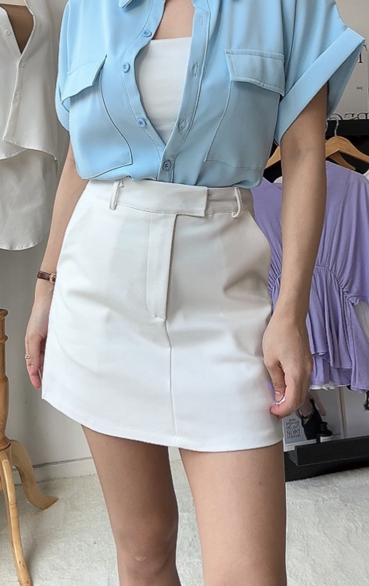 NEW T型扣设计直A Skirt