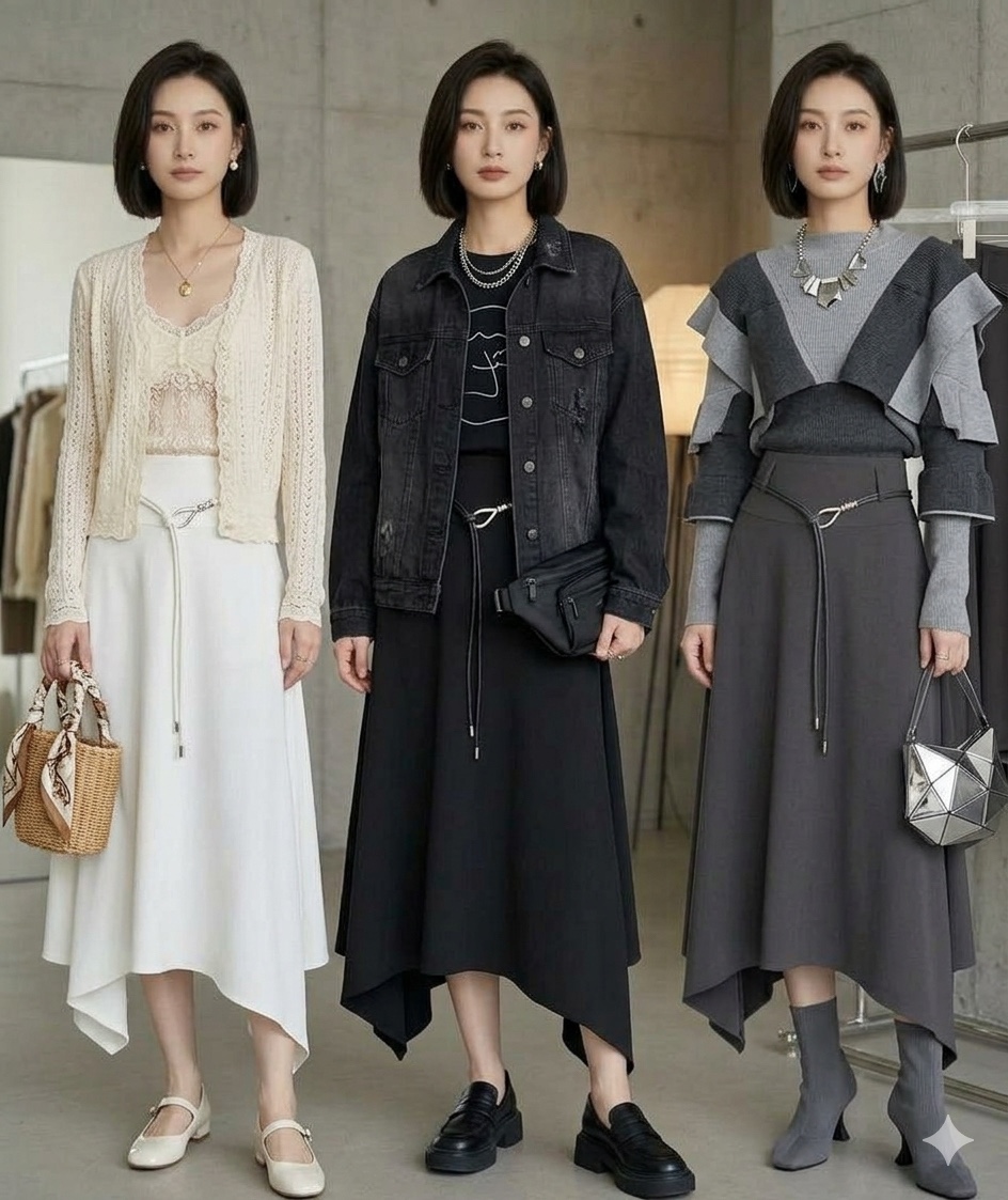 (BO-MAY) 波西米亚风不规则浪裙-腰带