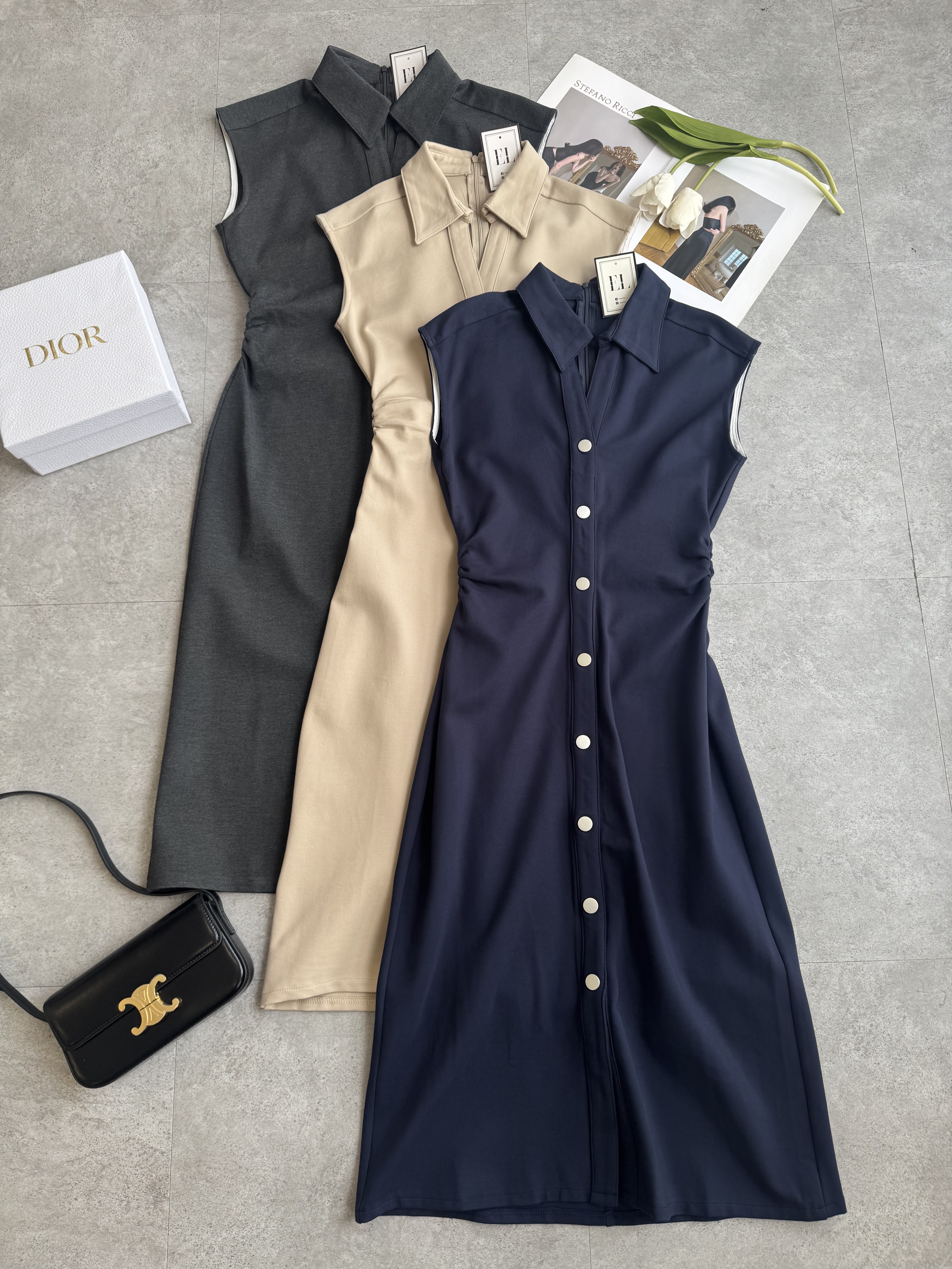 C袖收腰连身裙（罗马｜长版）