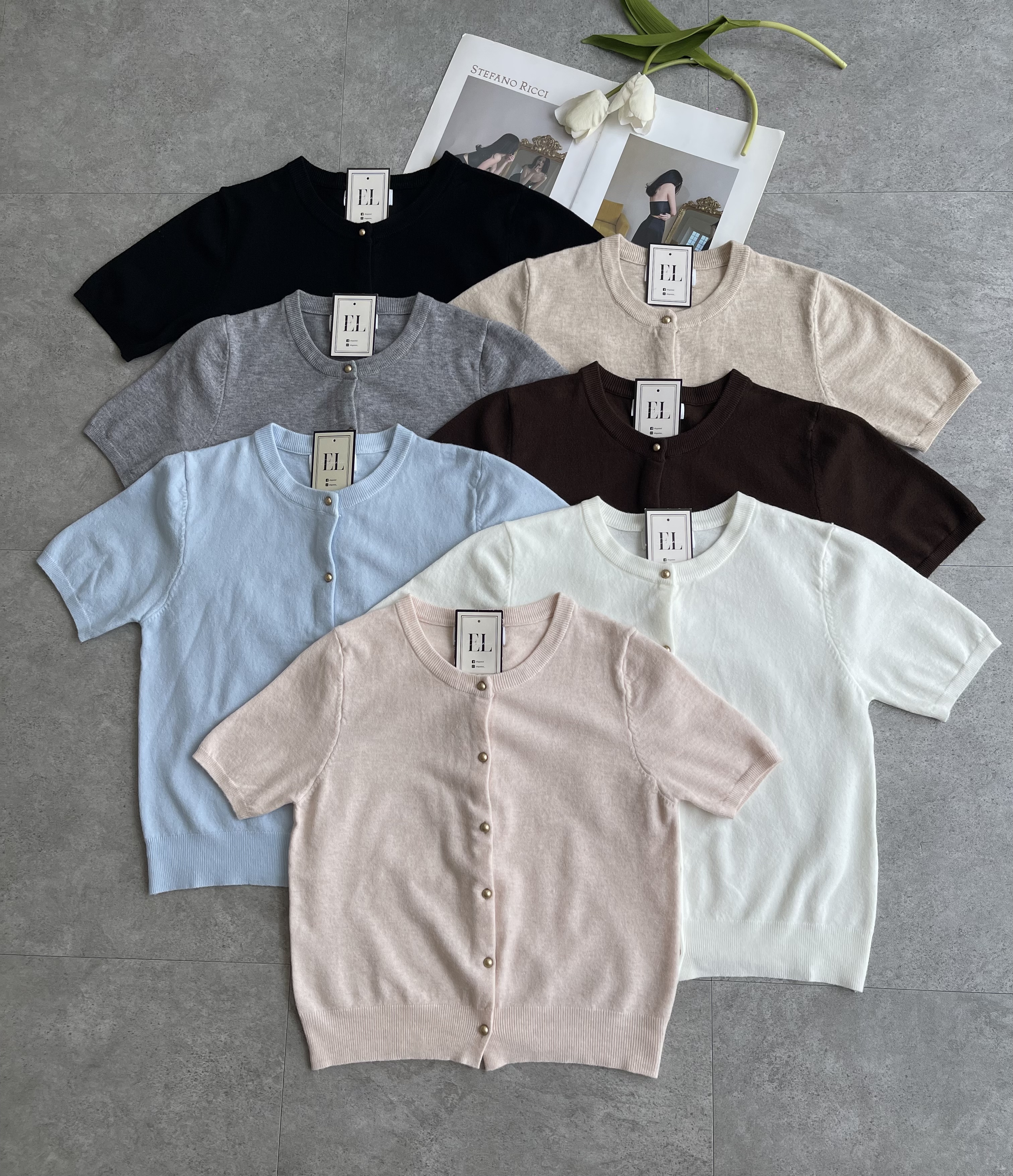 针织金纽Cardigan