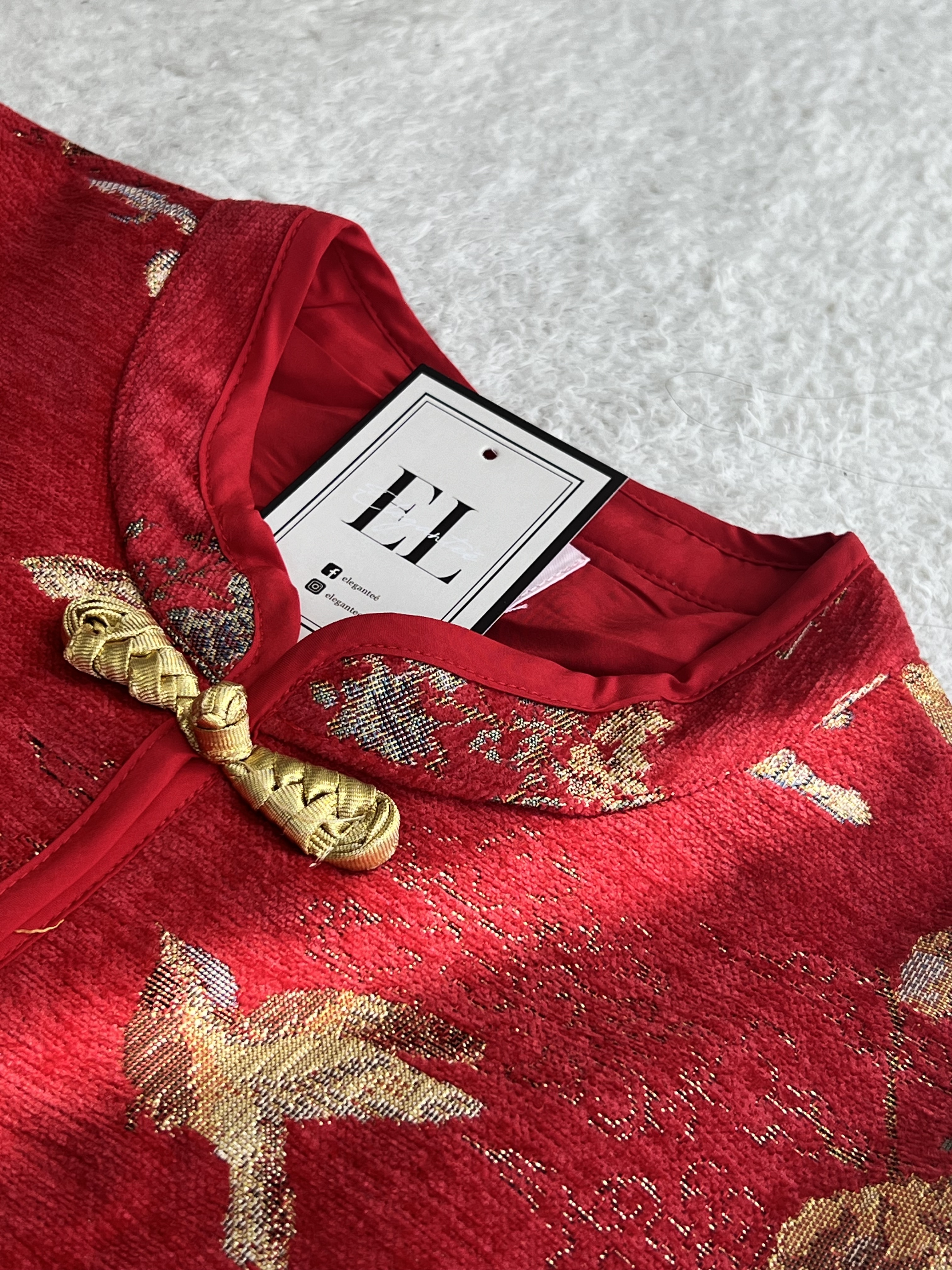 （情侣-男）金扣如意短裤旗袍套装