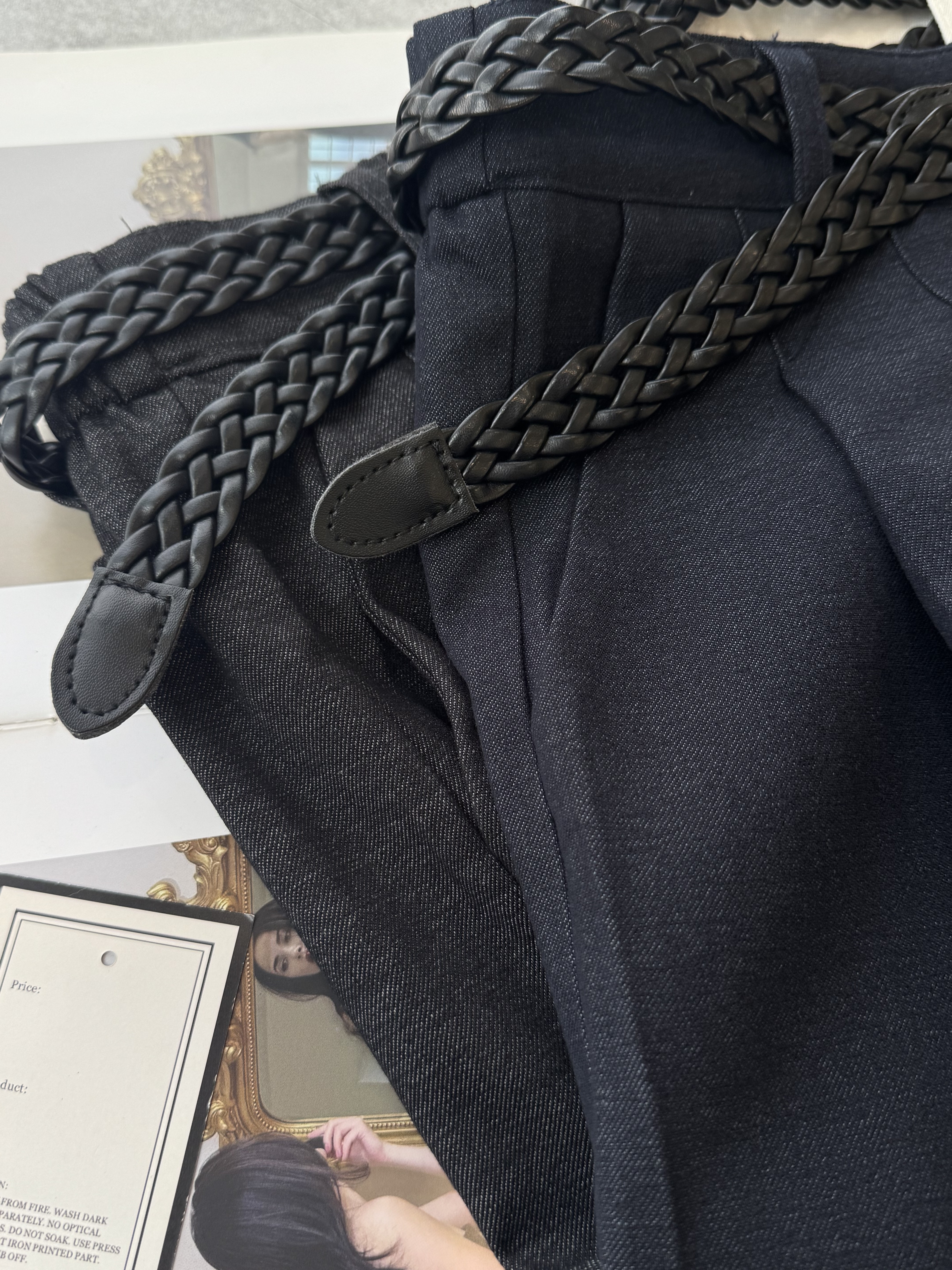 棉麻松弛感编织Belt阔腿裤