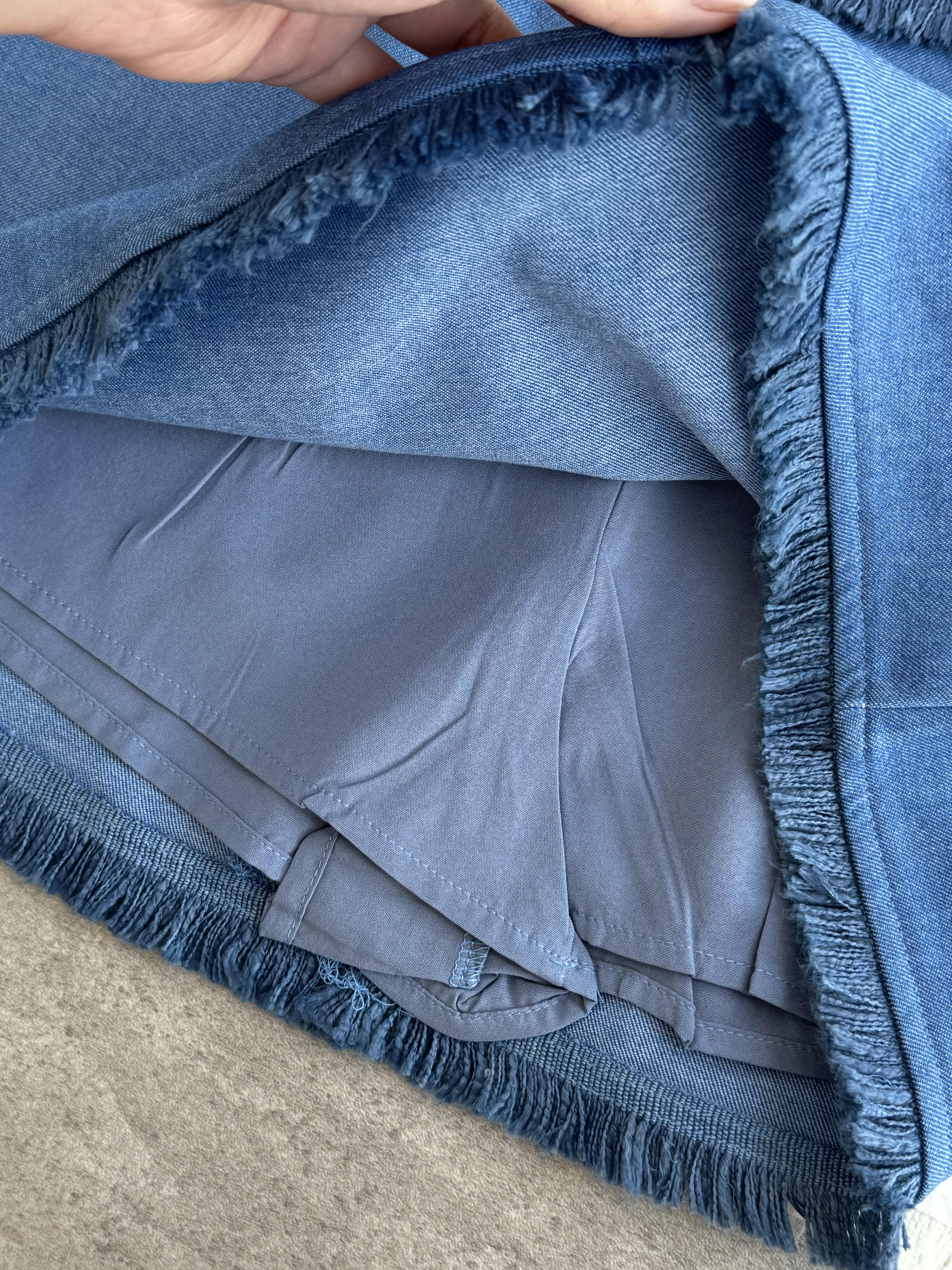 牛仔吊带短裙套装