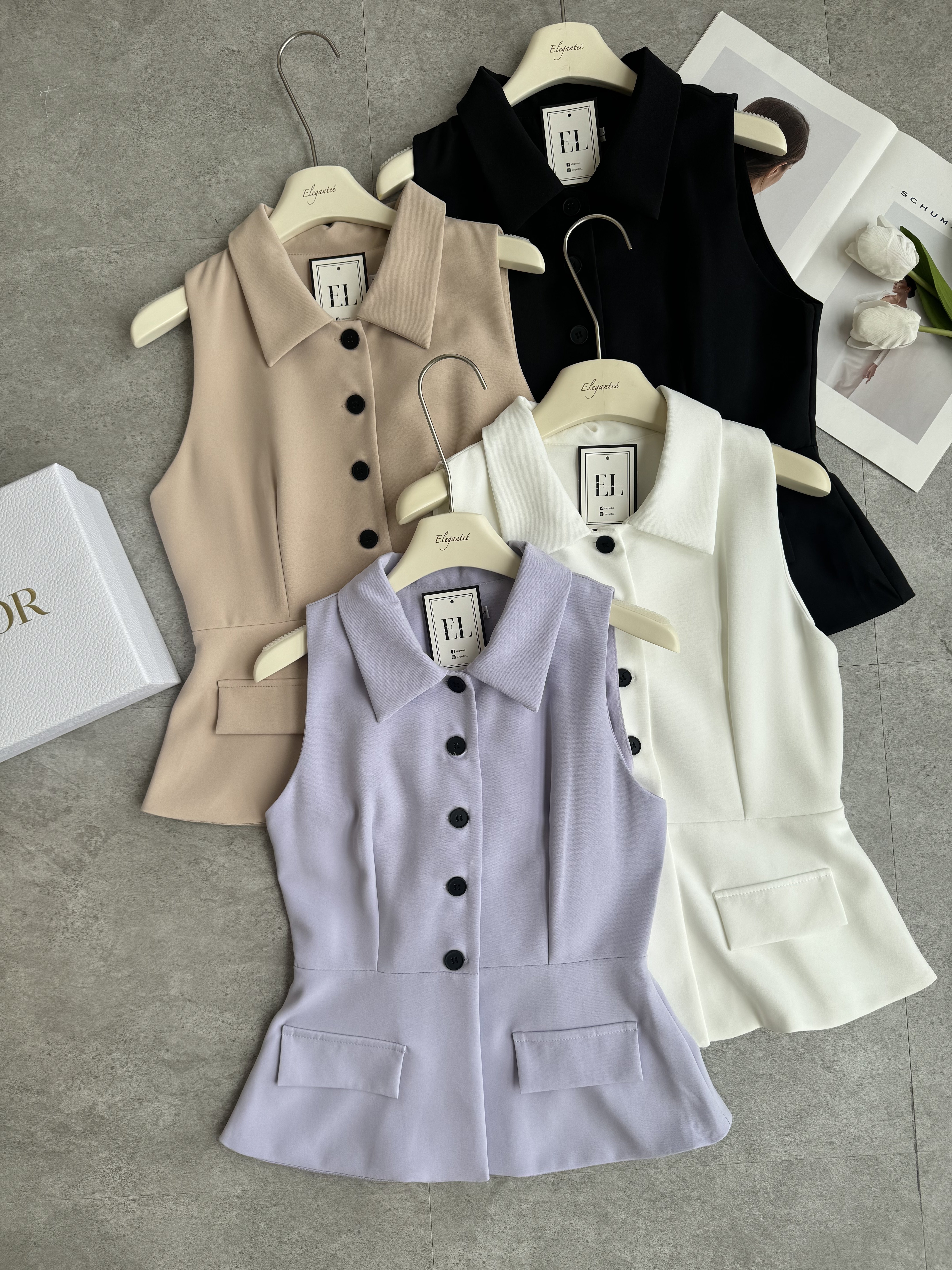 无袖黑口Peplem上衣