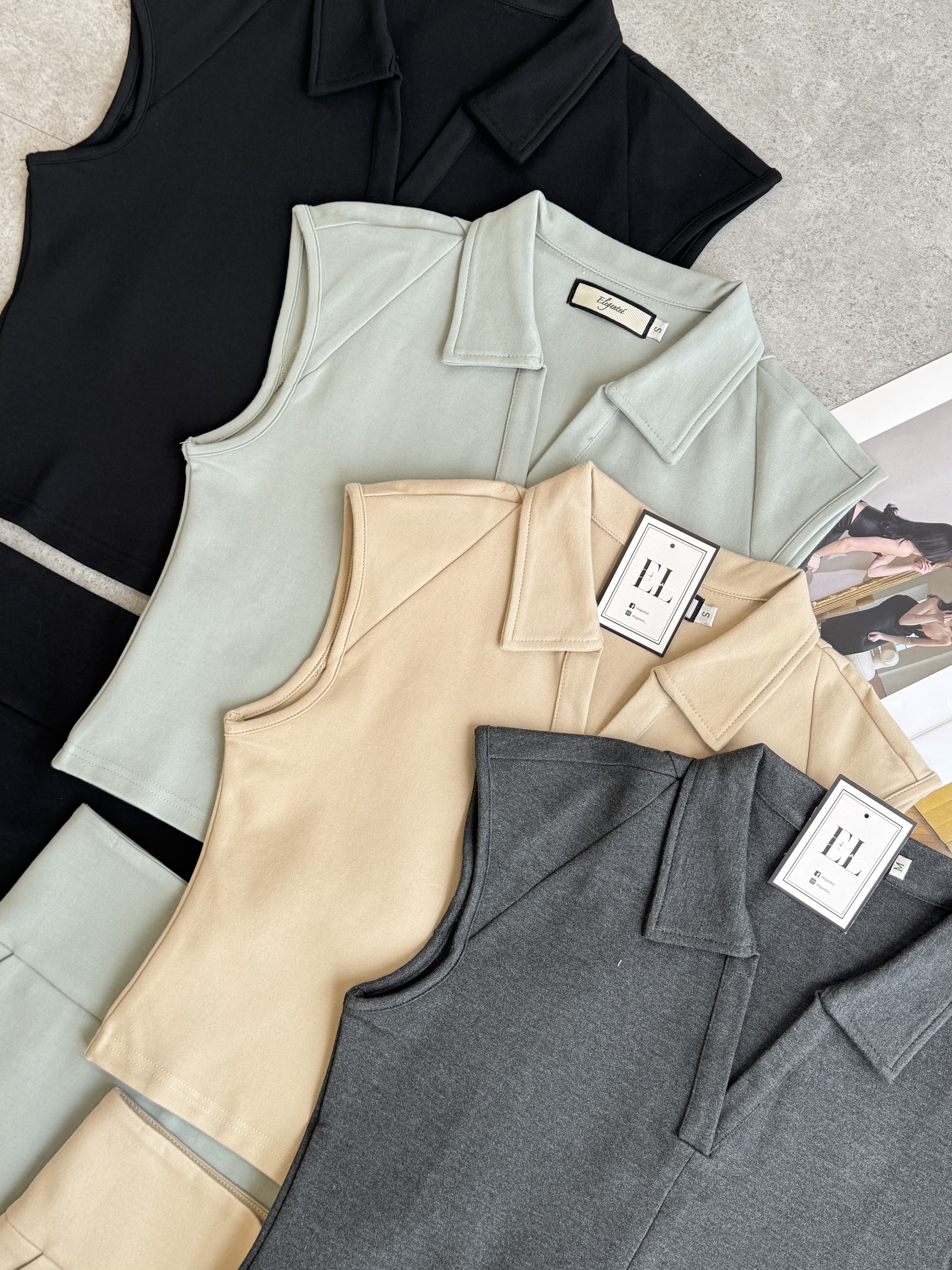 罗马C袖裤裙套装