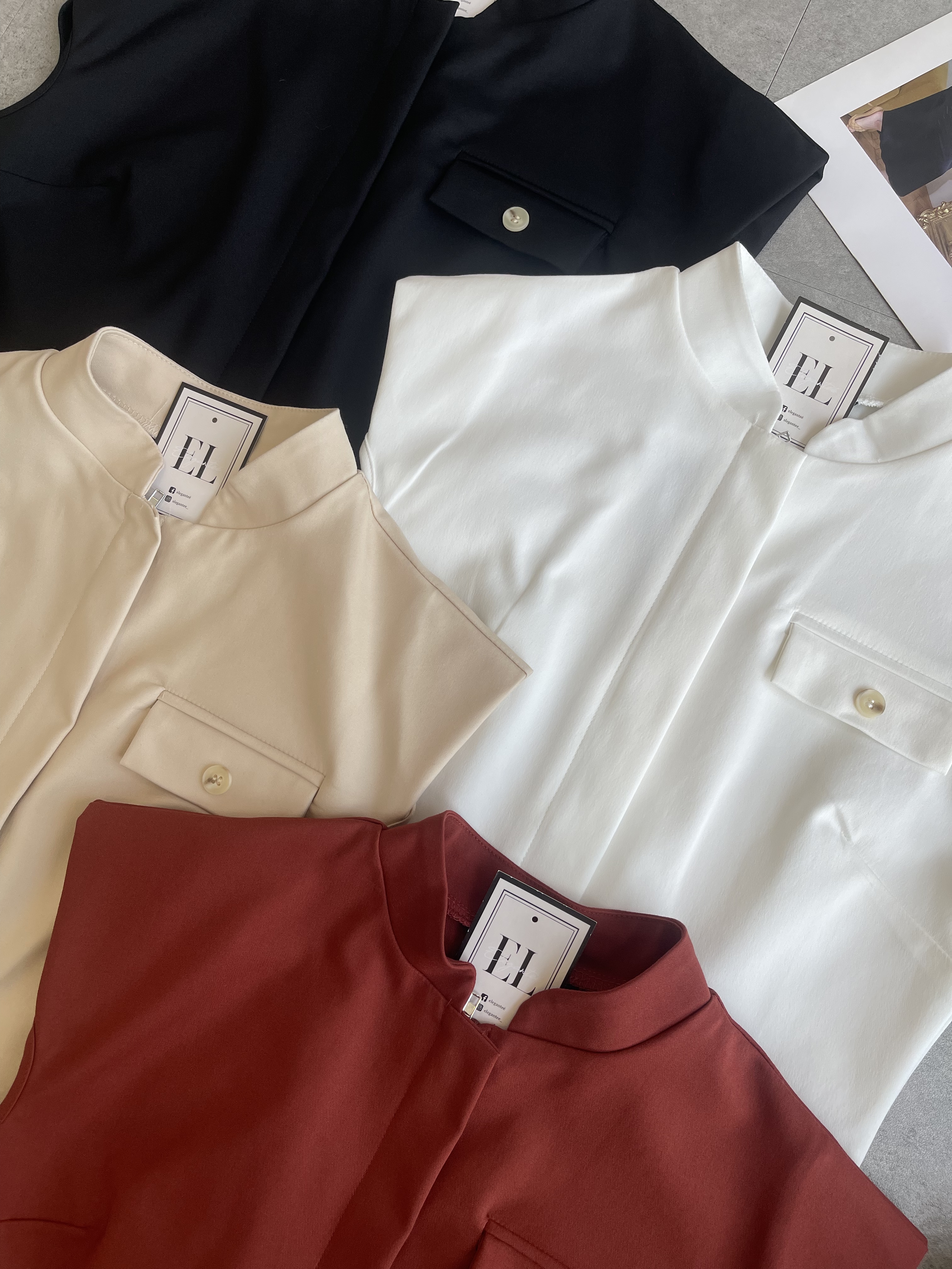 帅气隐藏拉链直角哑面Top