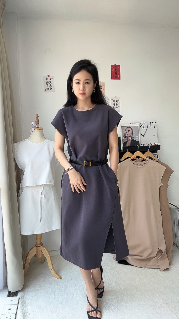 休闲连身裙Tee-有口袋