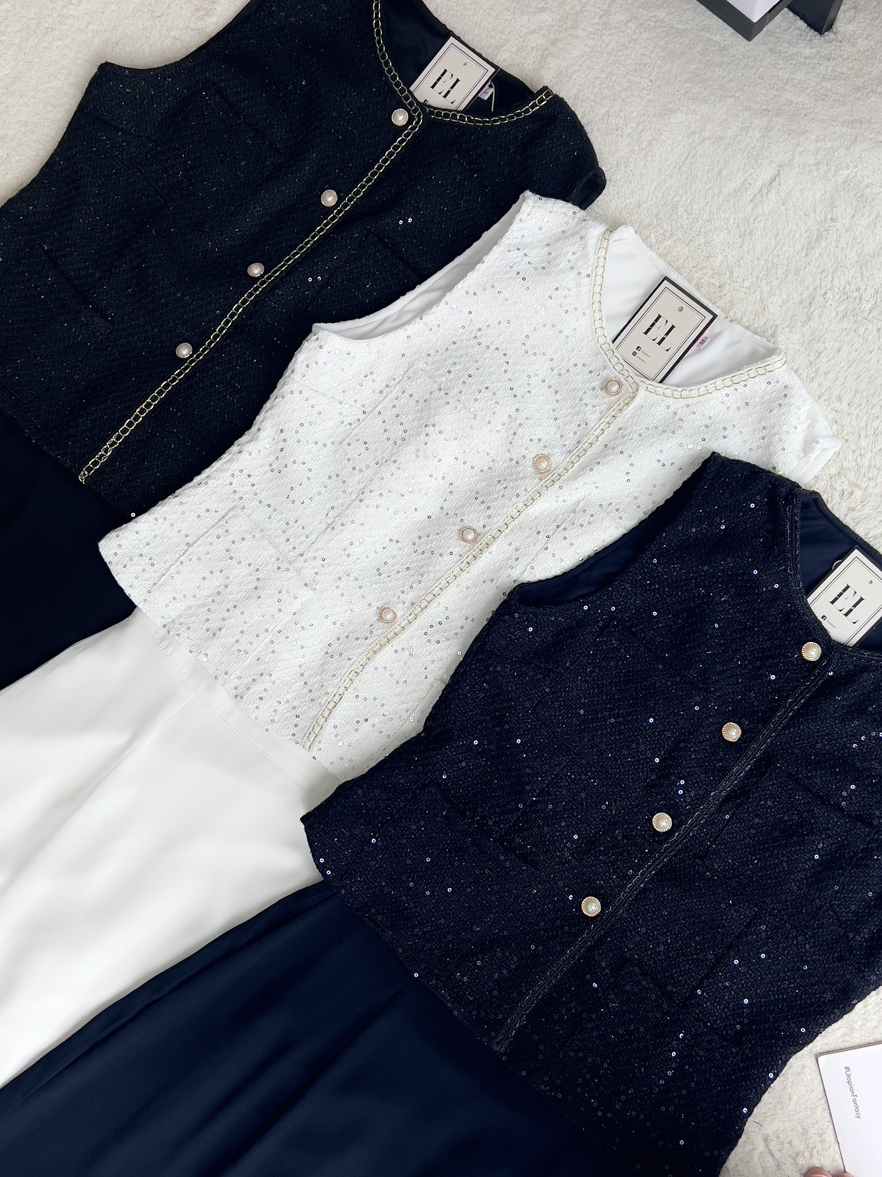 小香风马甲长裙套装