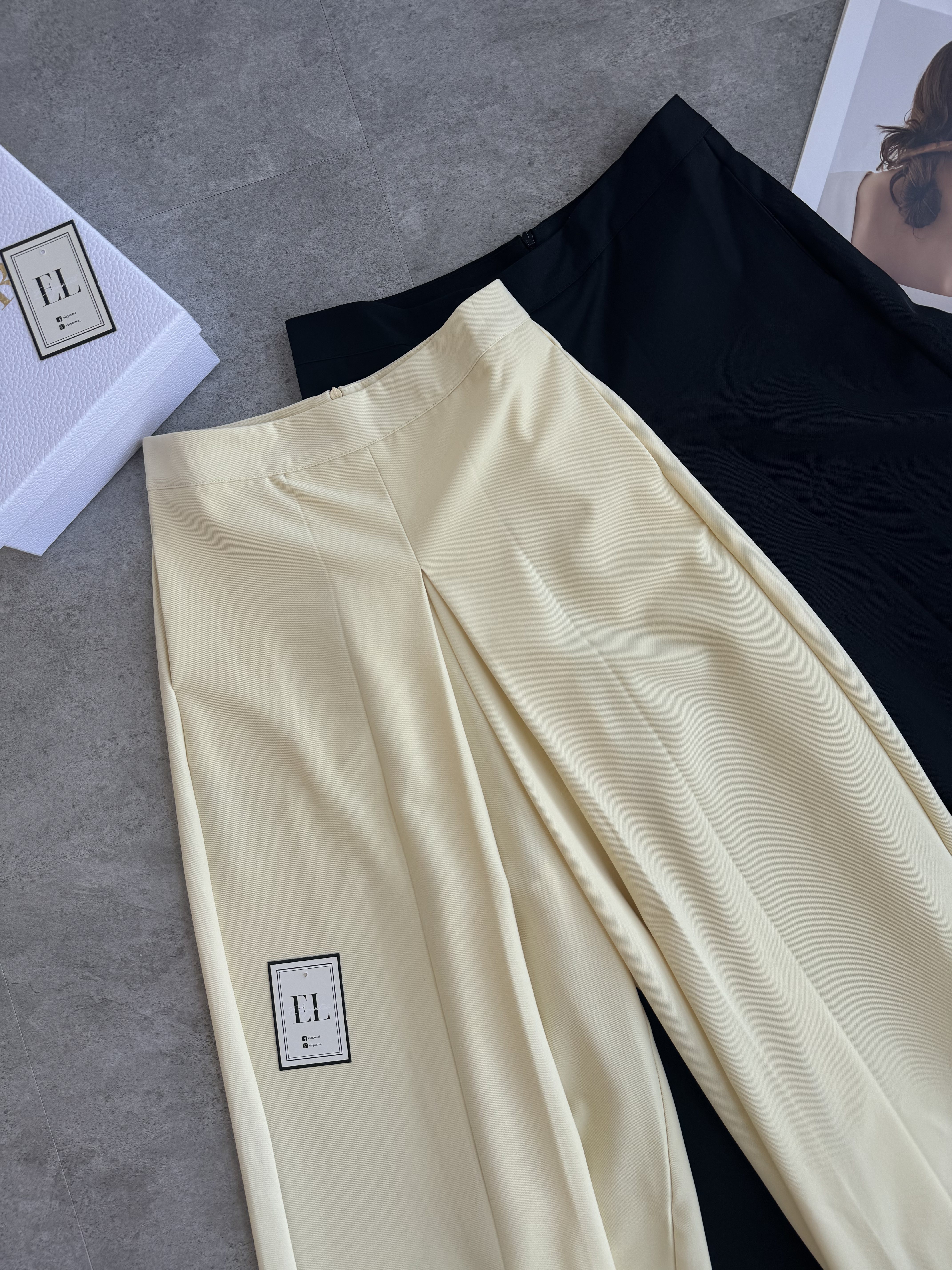 中间高开叉设计阔腿裤