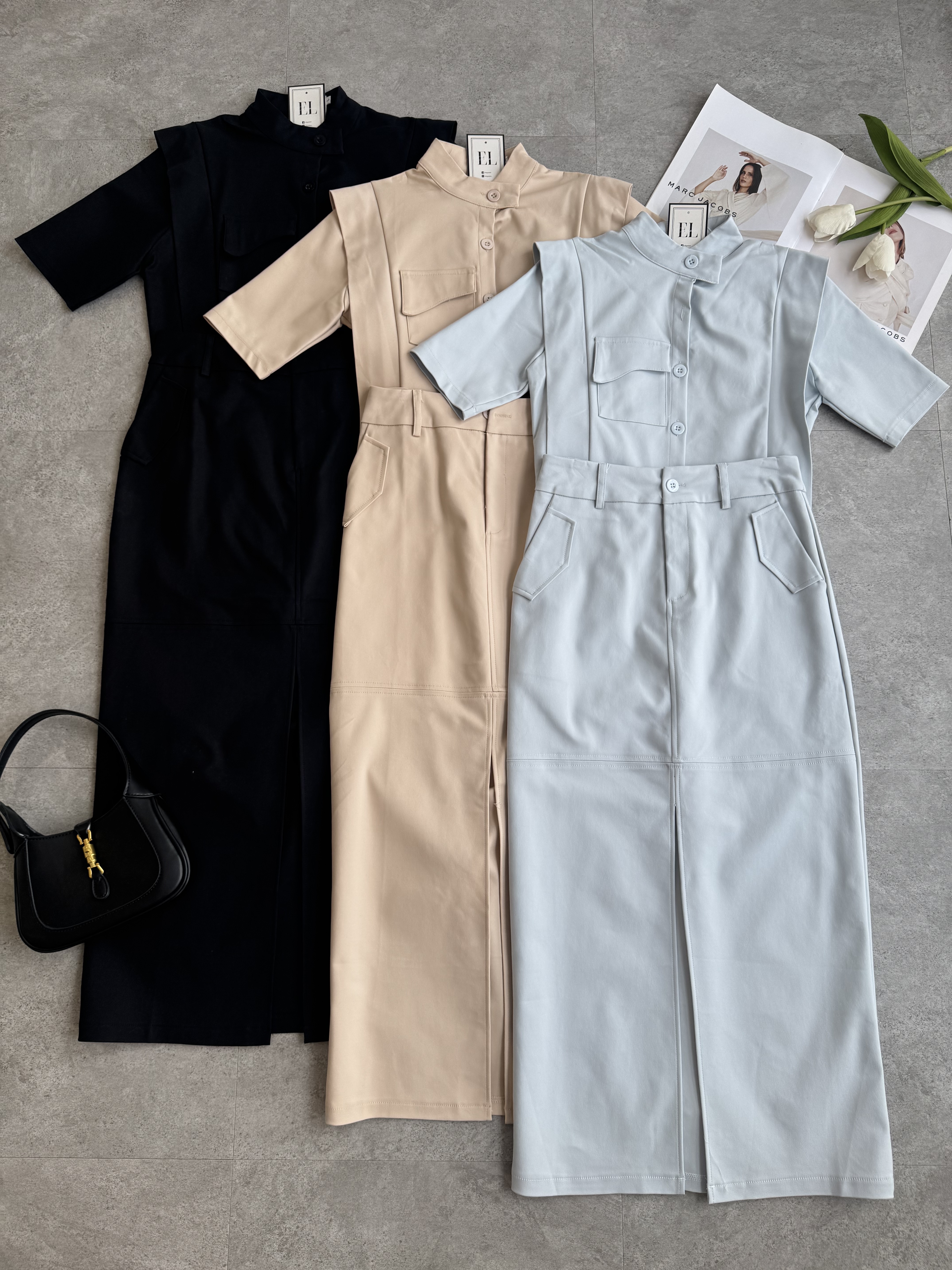 挺拔个性工装风长裙套装