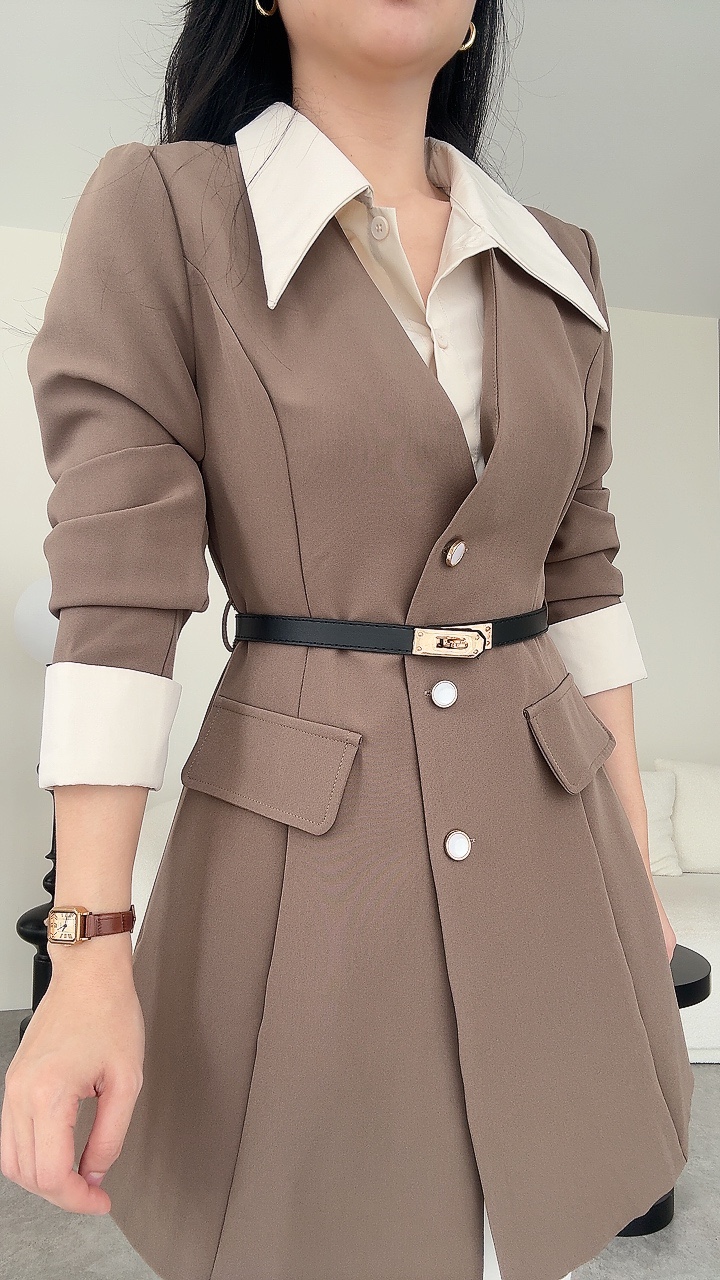 假两件外套衬衫职场风一件式