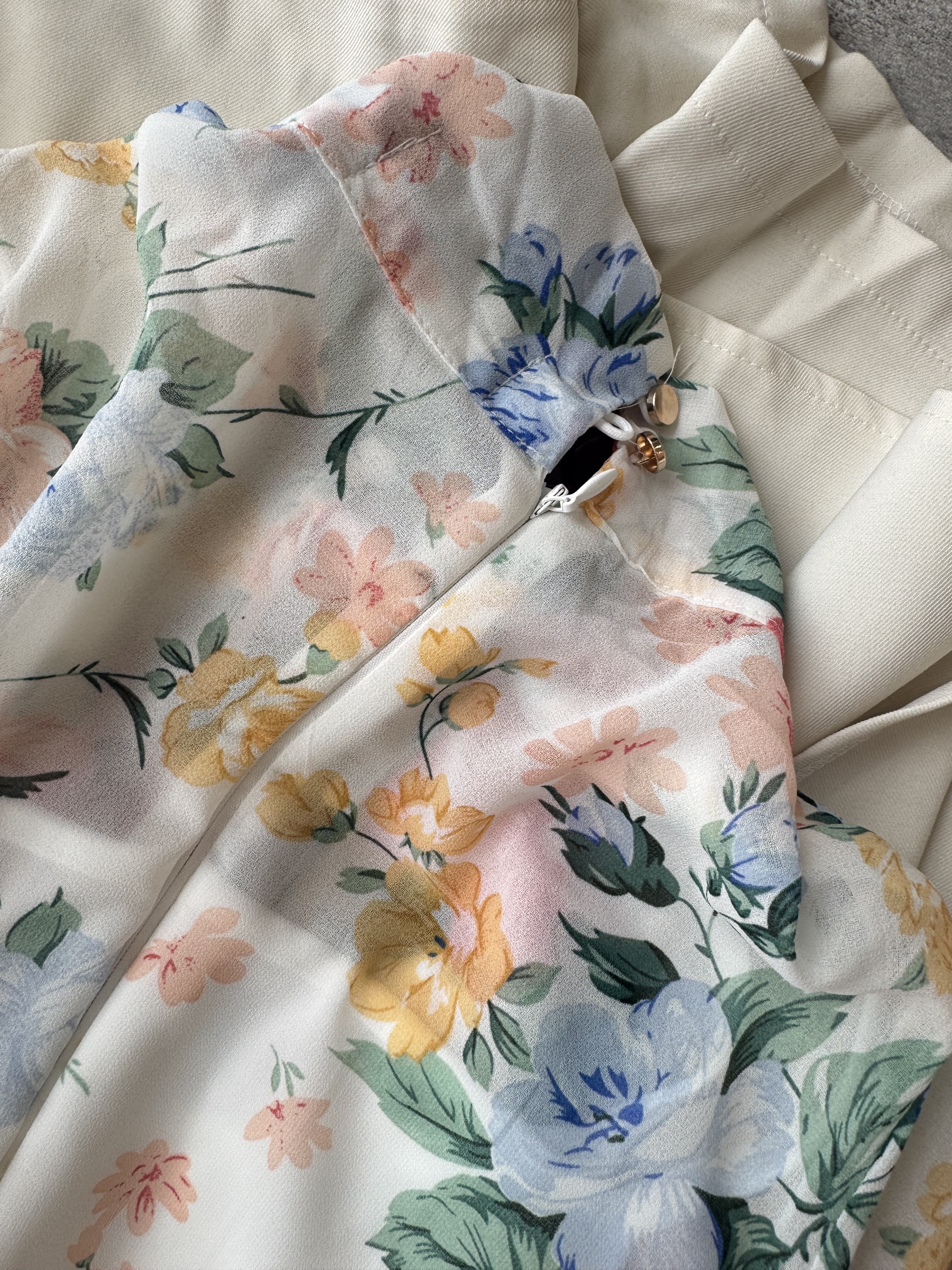 夏日花漾雪纺长袖连体裤