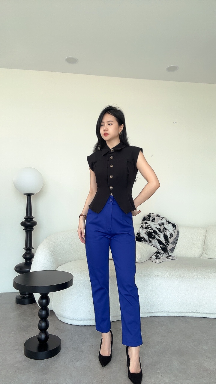 哑面高腰烟管裤