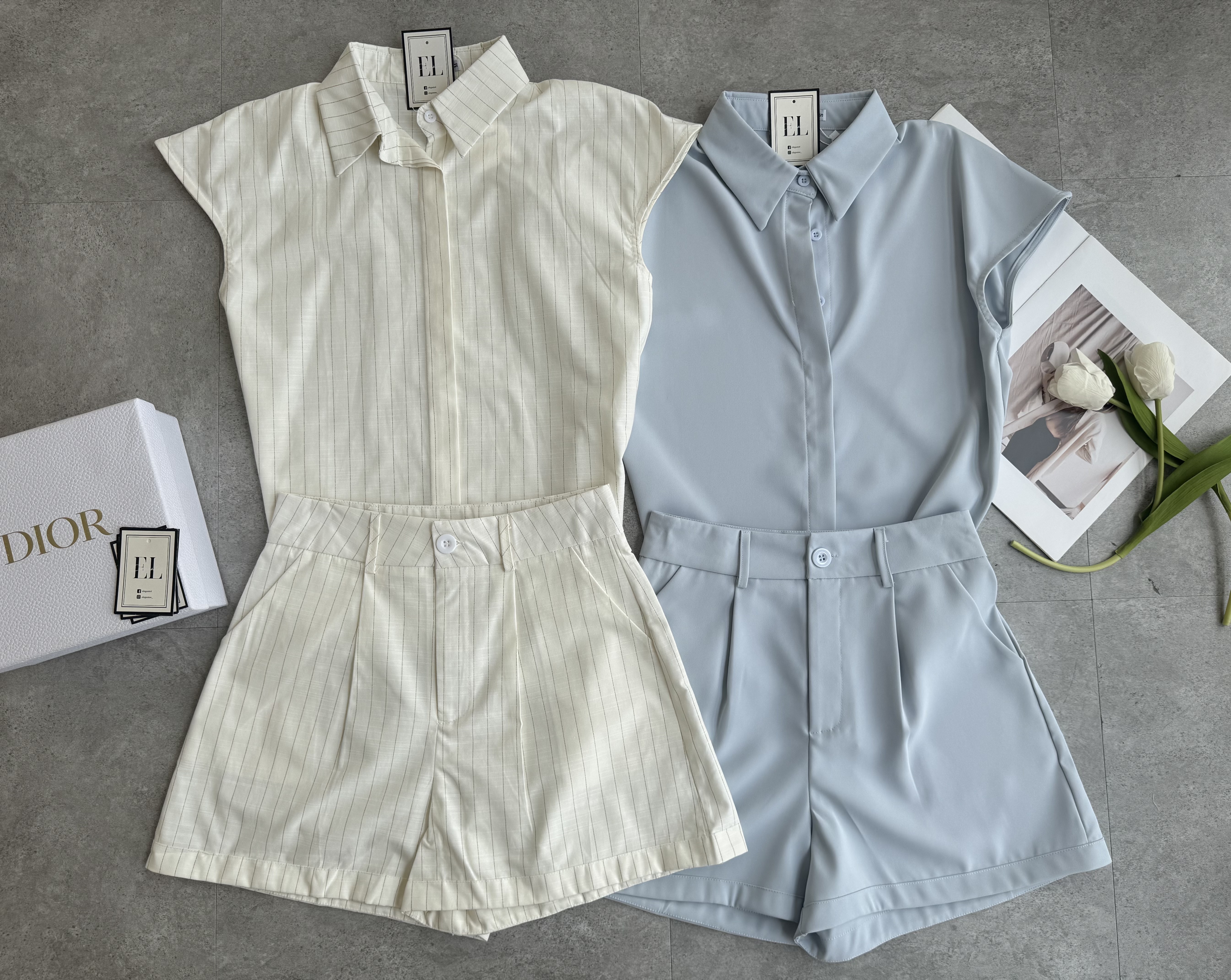 夏日必备过肩袖短裤套装 