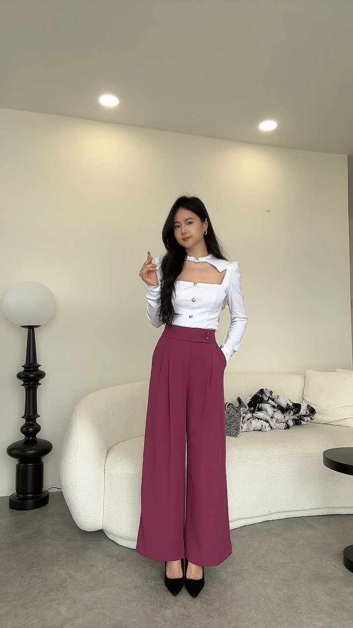 (高档面料)垂直高级感高腰阔腿裤