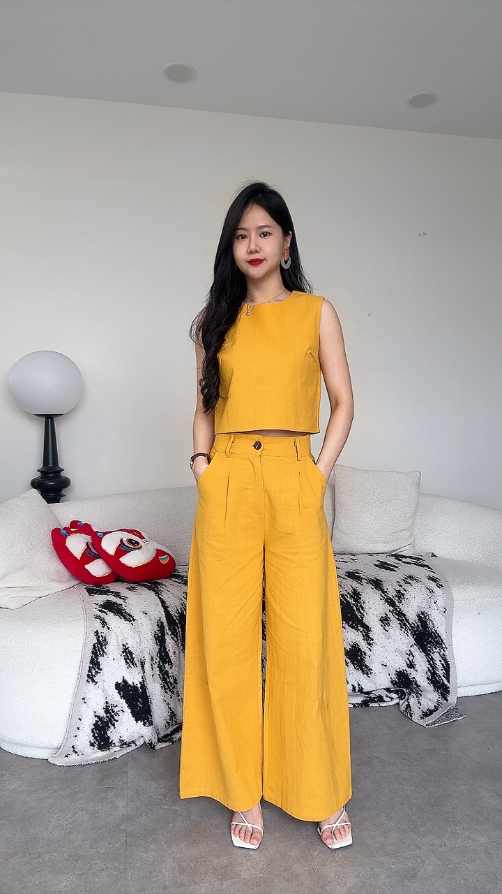 亚麻无袖阔腿裤套装BestSell💯