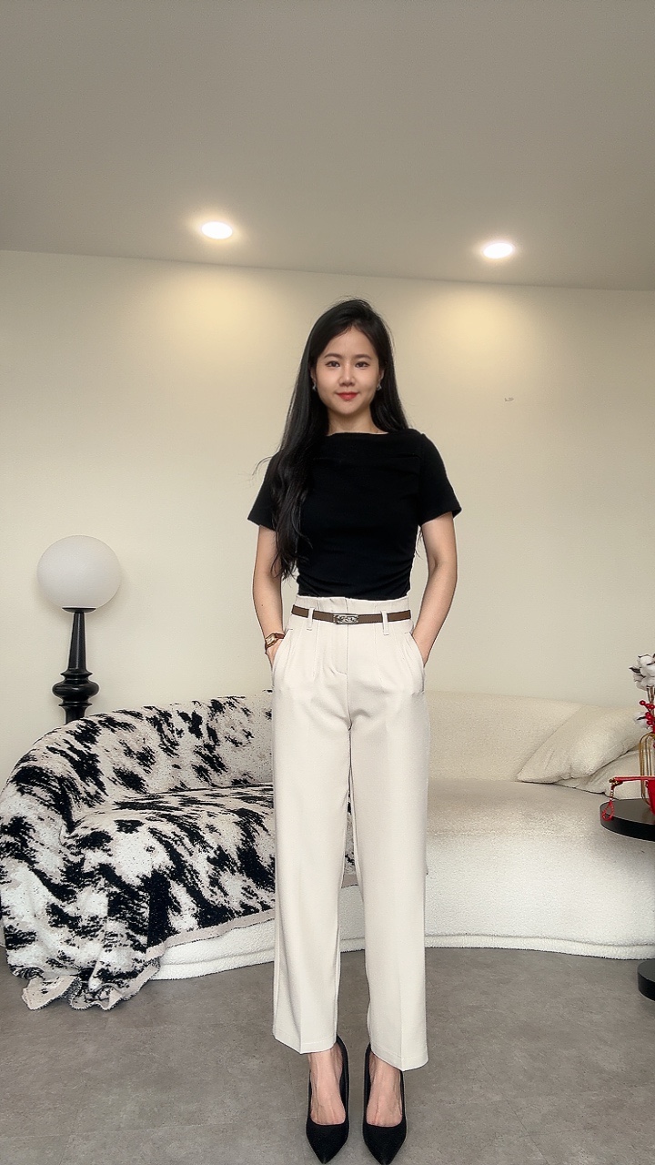 爱马皮带高腰西裤