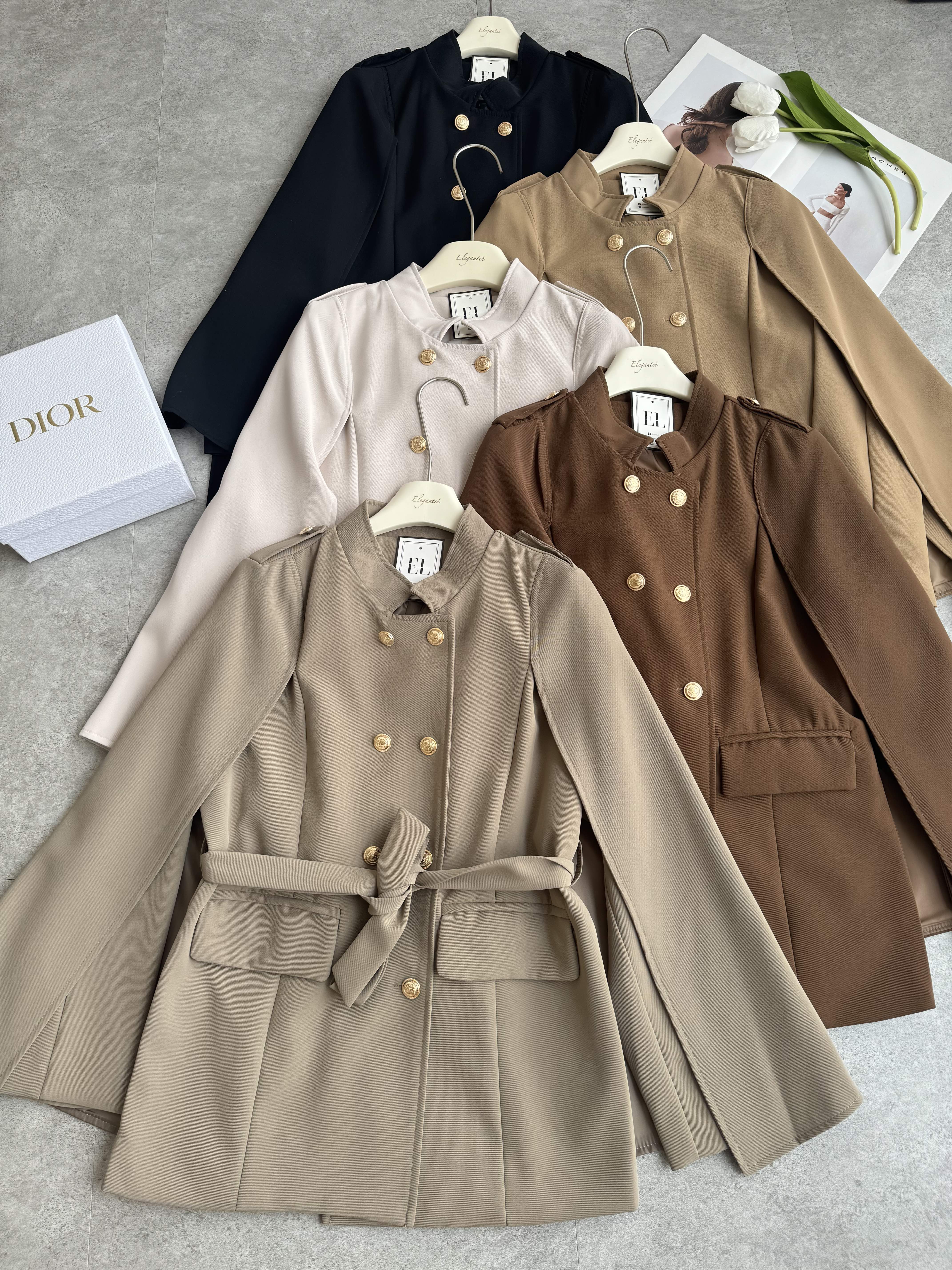 宫廷风斗风式中长版风衣