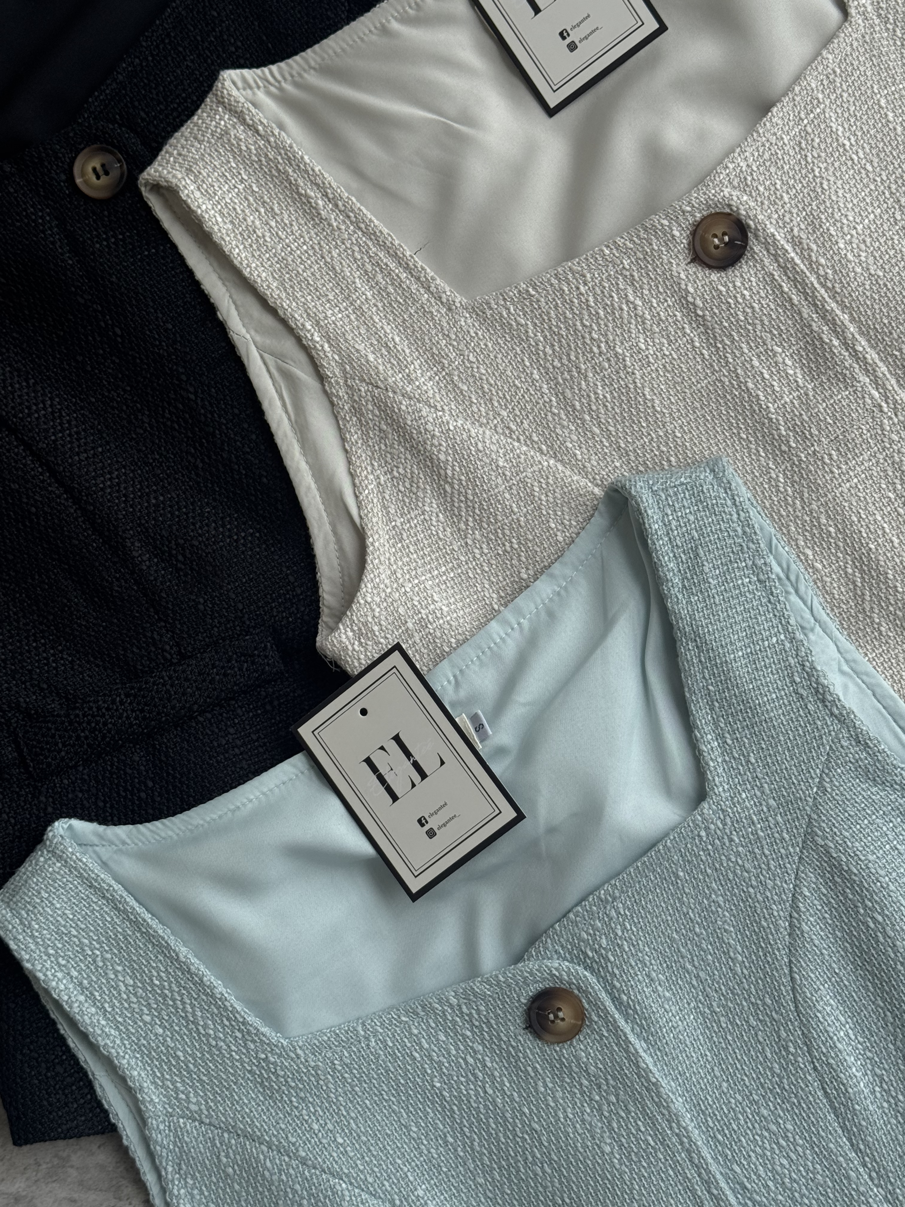 小香面料方领马甲